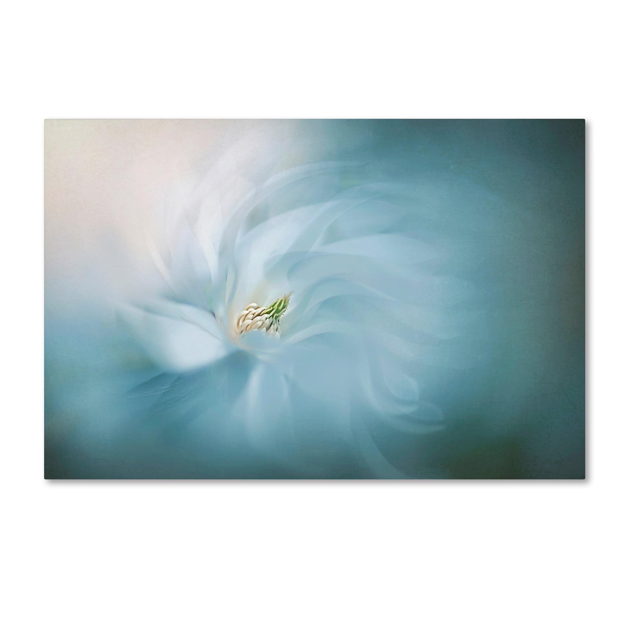 Serene Blue Abstract Floral Canvas Art with Frame