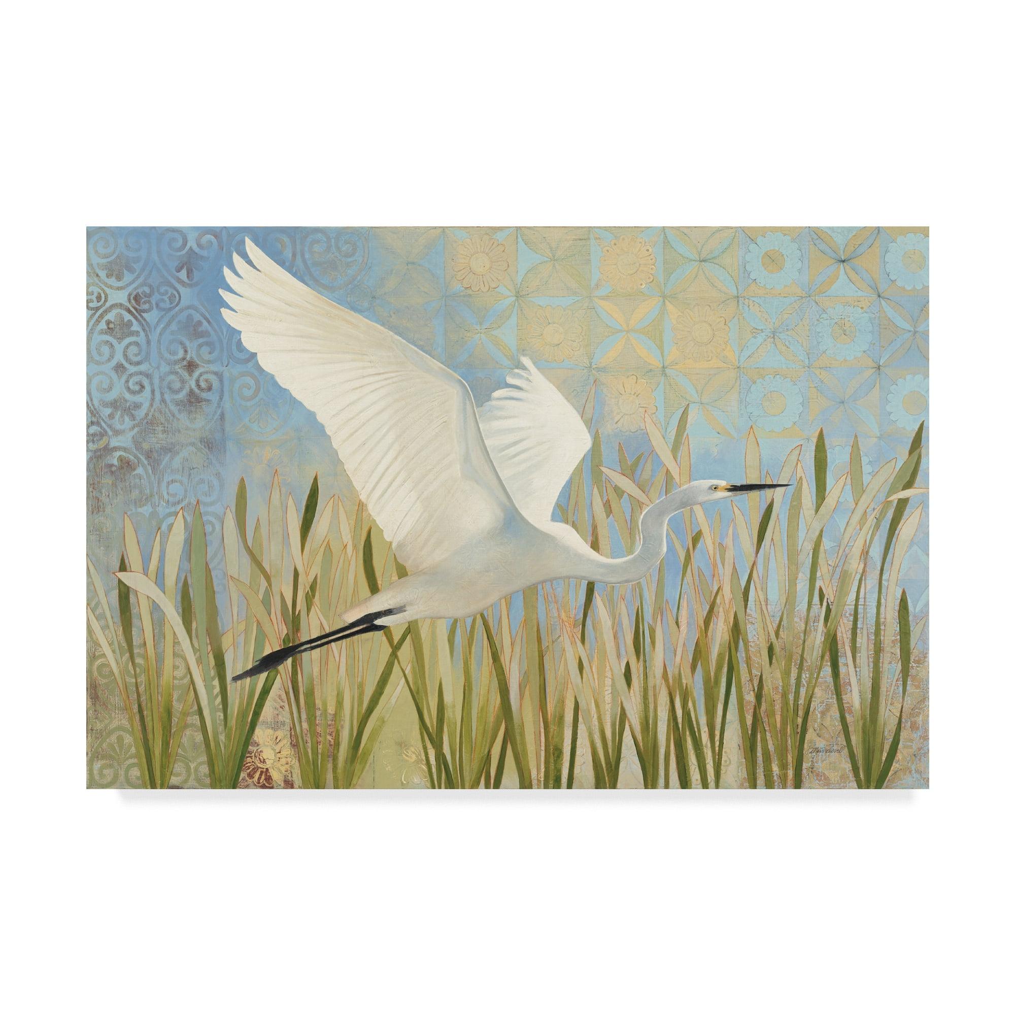 " Snowy Egret In Flight V2 " by Kathrine Lovell Painting Print