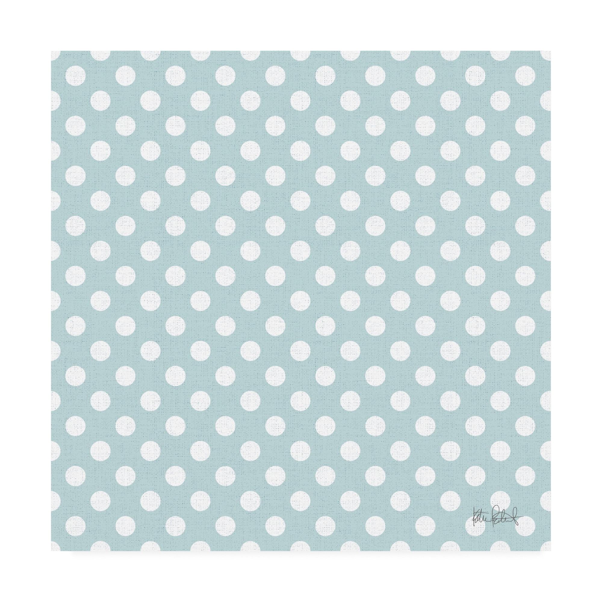 Blue and White Polka Dot Abstract Canvas Art, 14 x 14