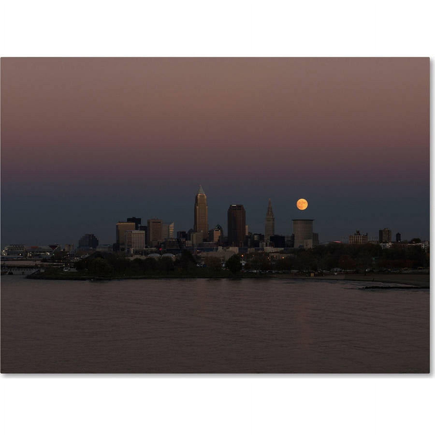 Trademark Fine Art "Super Moon Rise over Cleveland" Canvas Art by Kurt Shaffer