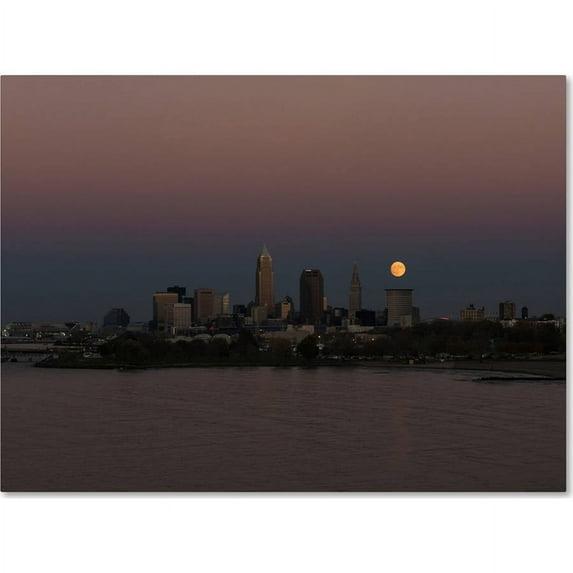 Trademark Fine Art "Super Moon Rise over Cleveland" Canvas Art by Kurt Shaffer