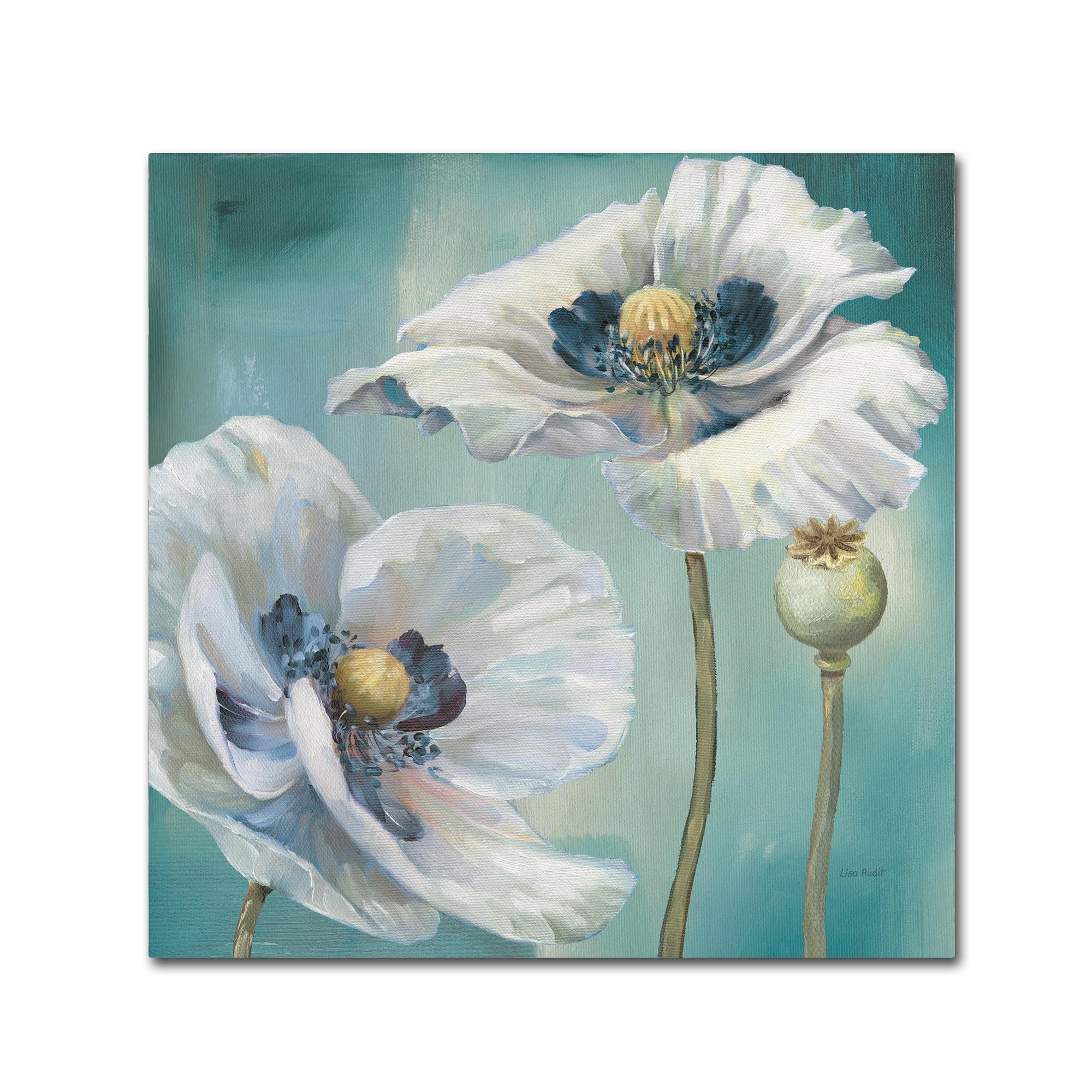 Teal and White Floral Canvas Art by Lisa Audit