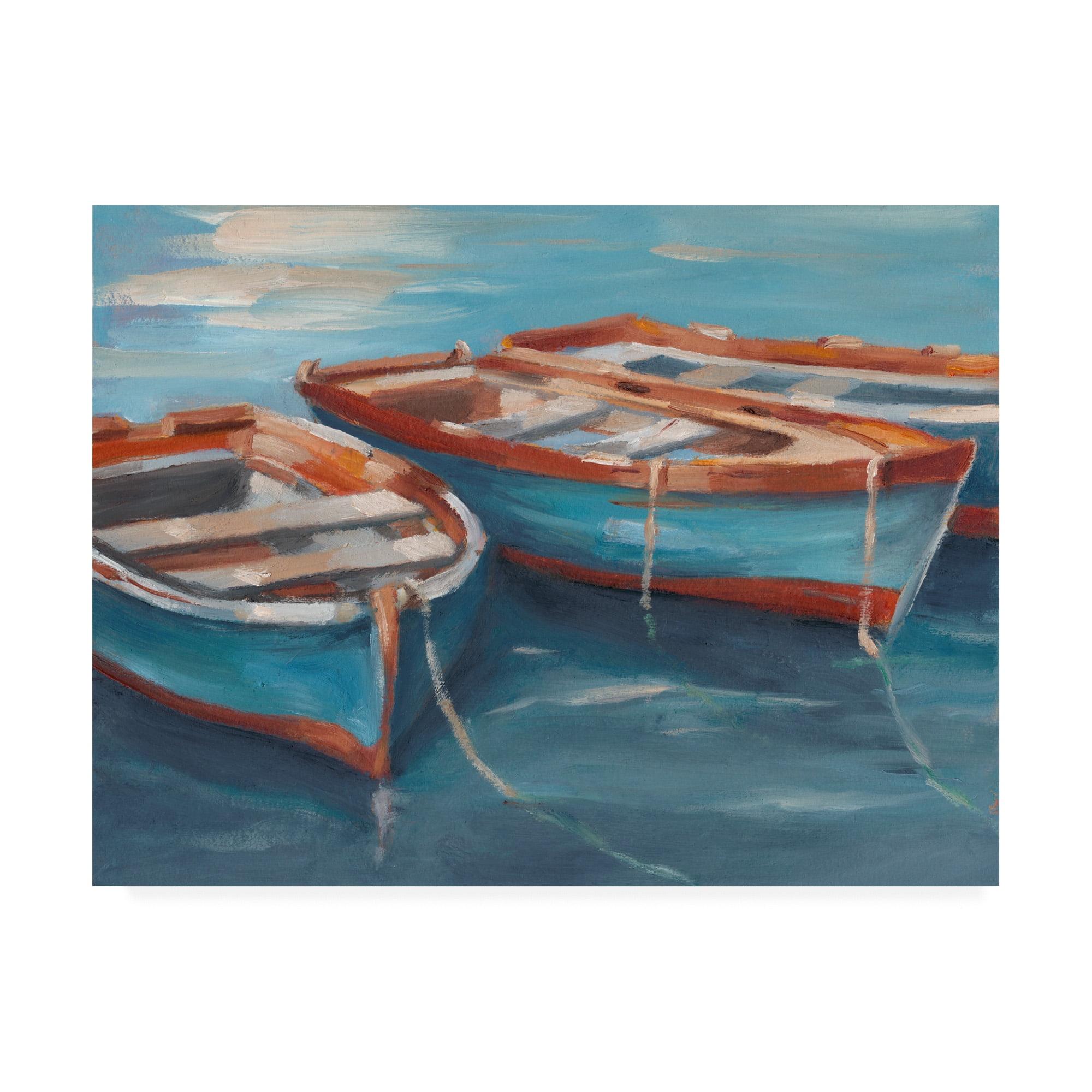 Trademark Fine Art 'Tethered Row Boats II' Canvas Art by Ethan Harper