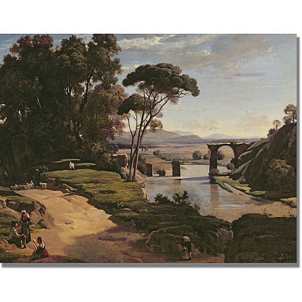 Trademark Fine Art "The Bridge at Narni" by Jean Baptiste Corot Painting Print on Canvas