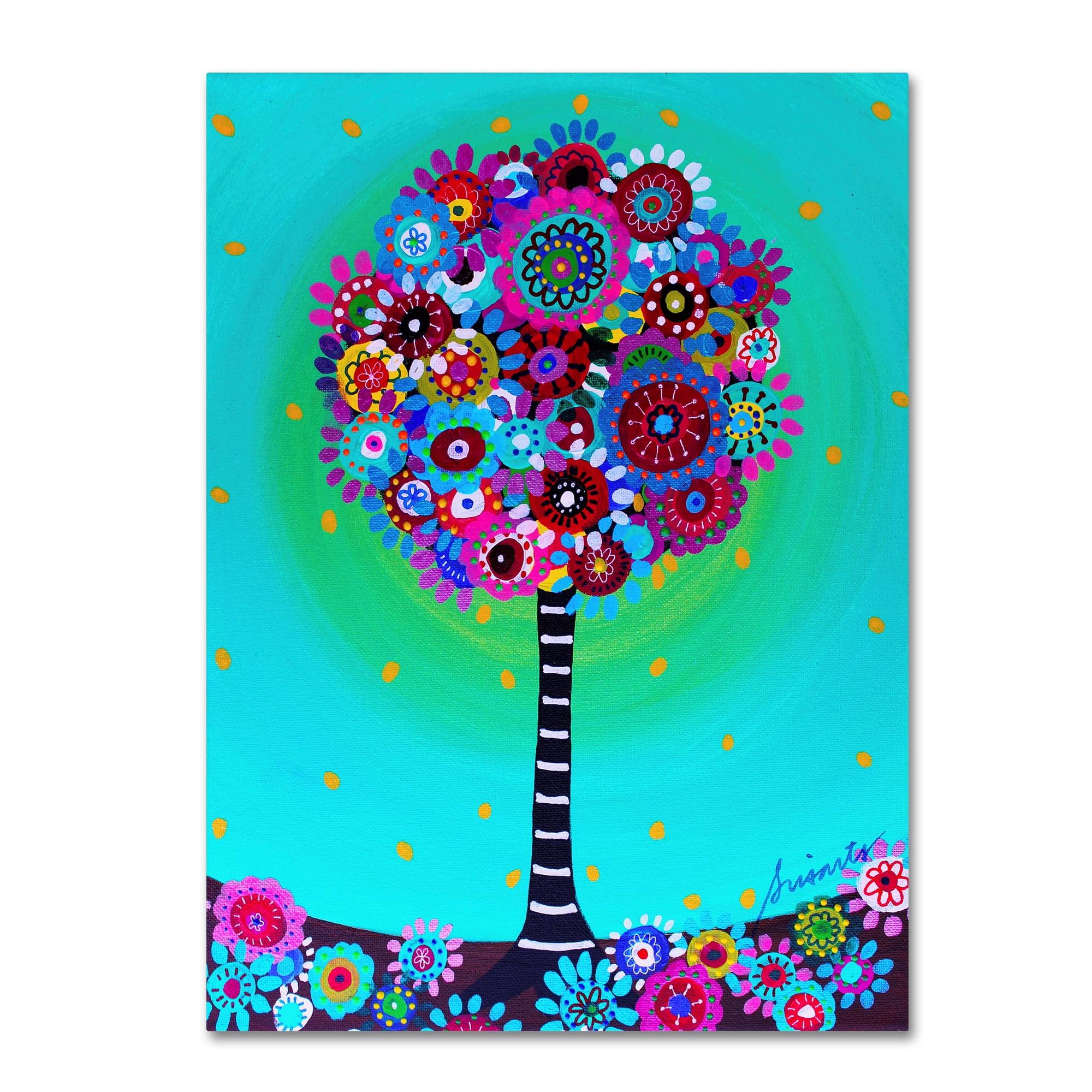 Prisarts 14 x 19 Multicolor Floral Tree Canvas Art