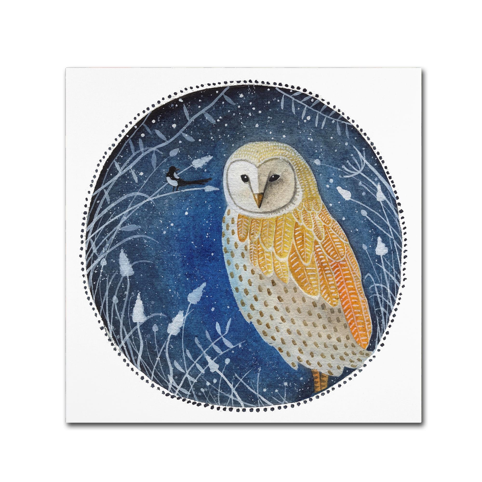 Michelle Campbell Owl and Magpie 24" Square Canvas Print