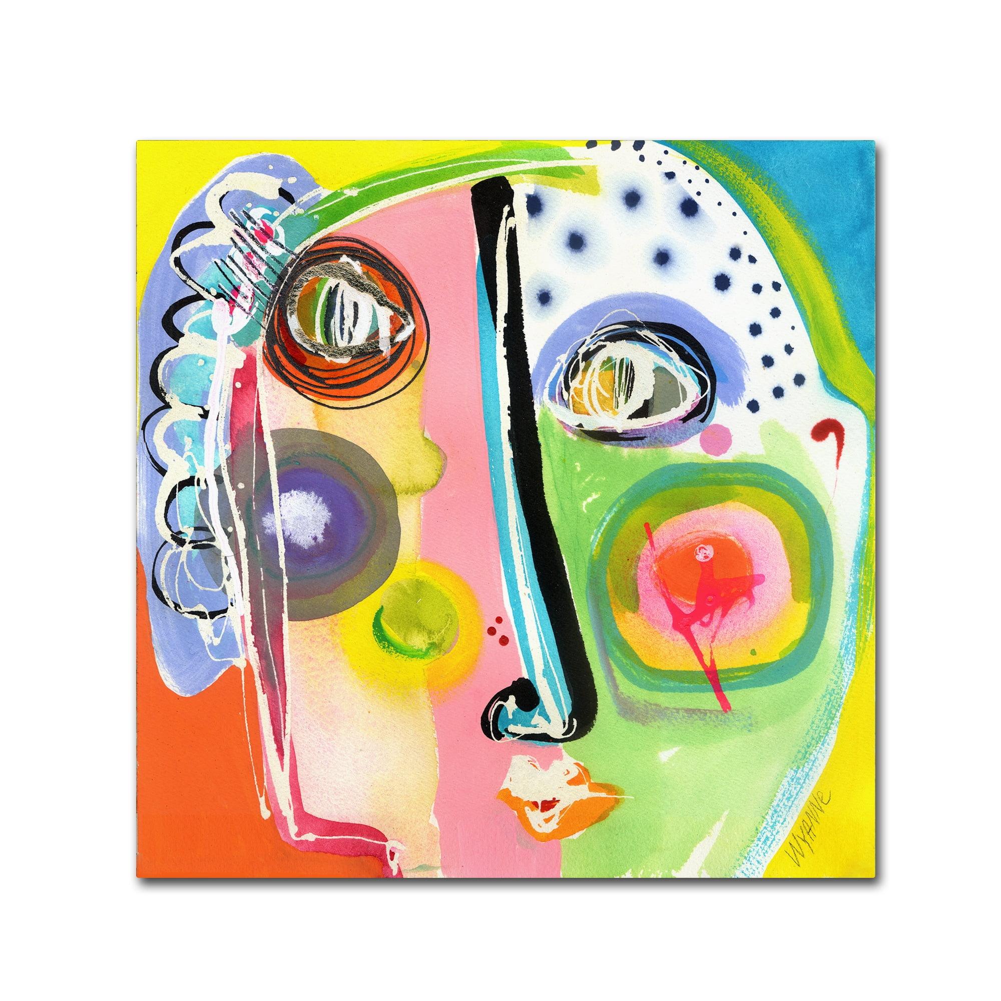 Vibrant Abstract Character Canvas Art Print, 14 x 14