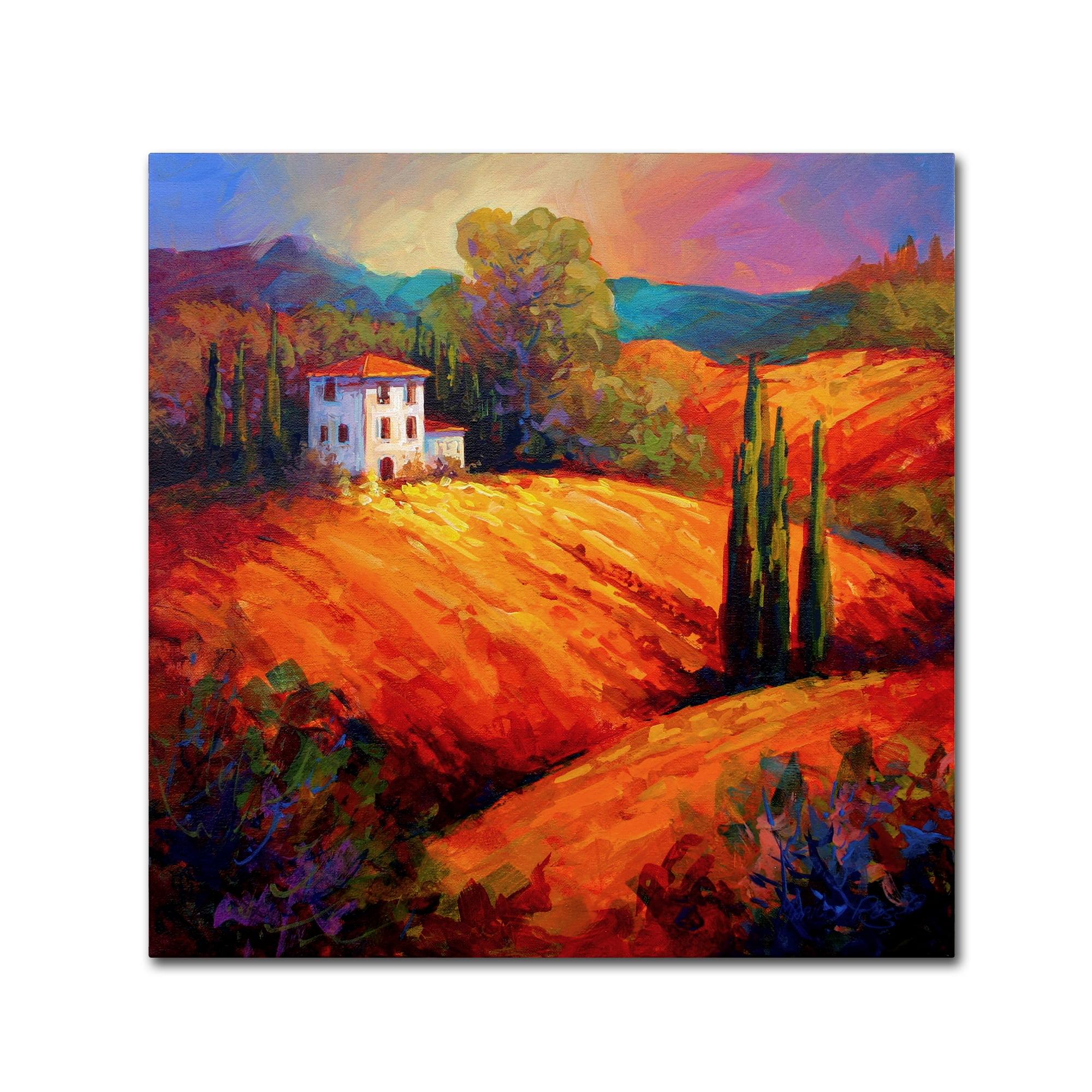 Tuscan Villa Evening Landscape Framed Canvas Art