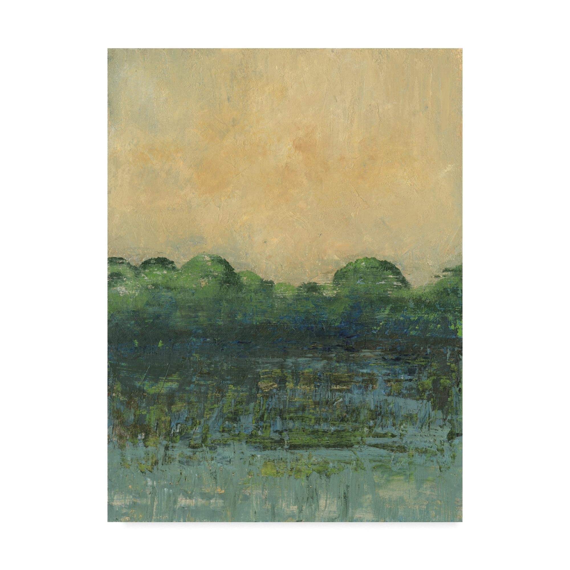 Viridian Marsh Abstract Green and Yellow Canvas Art