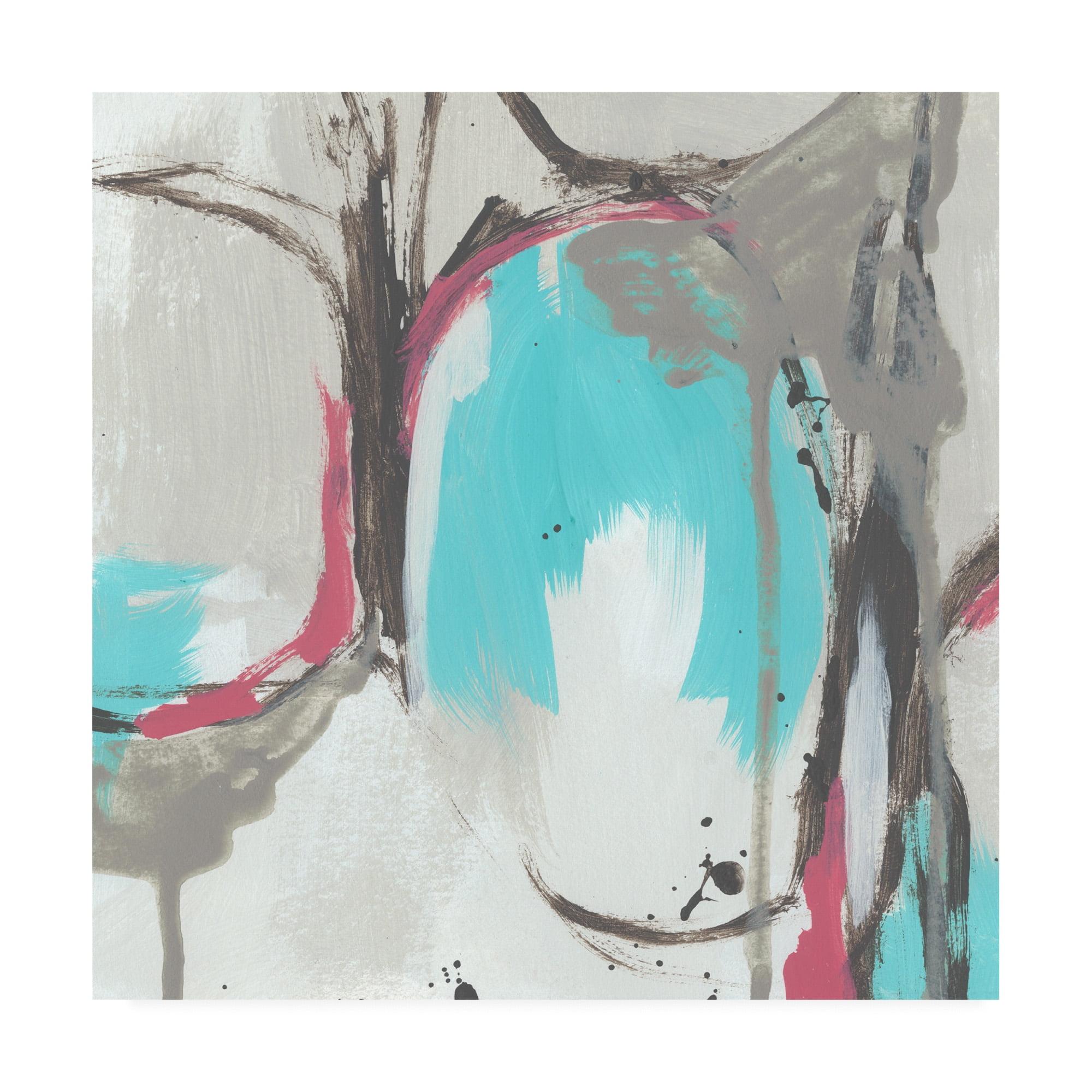 Vivant II Abstract Turquoise and Gray Canvas Art