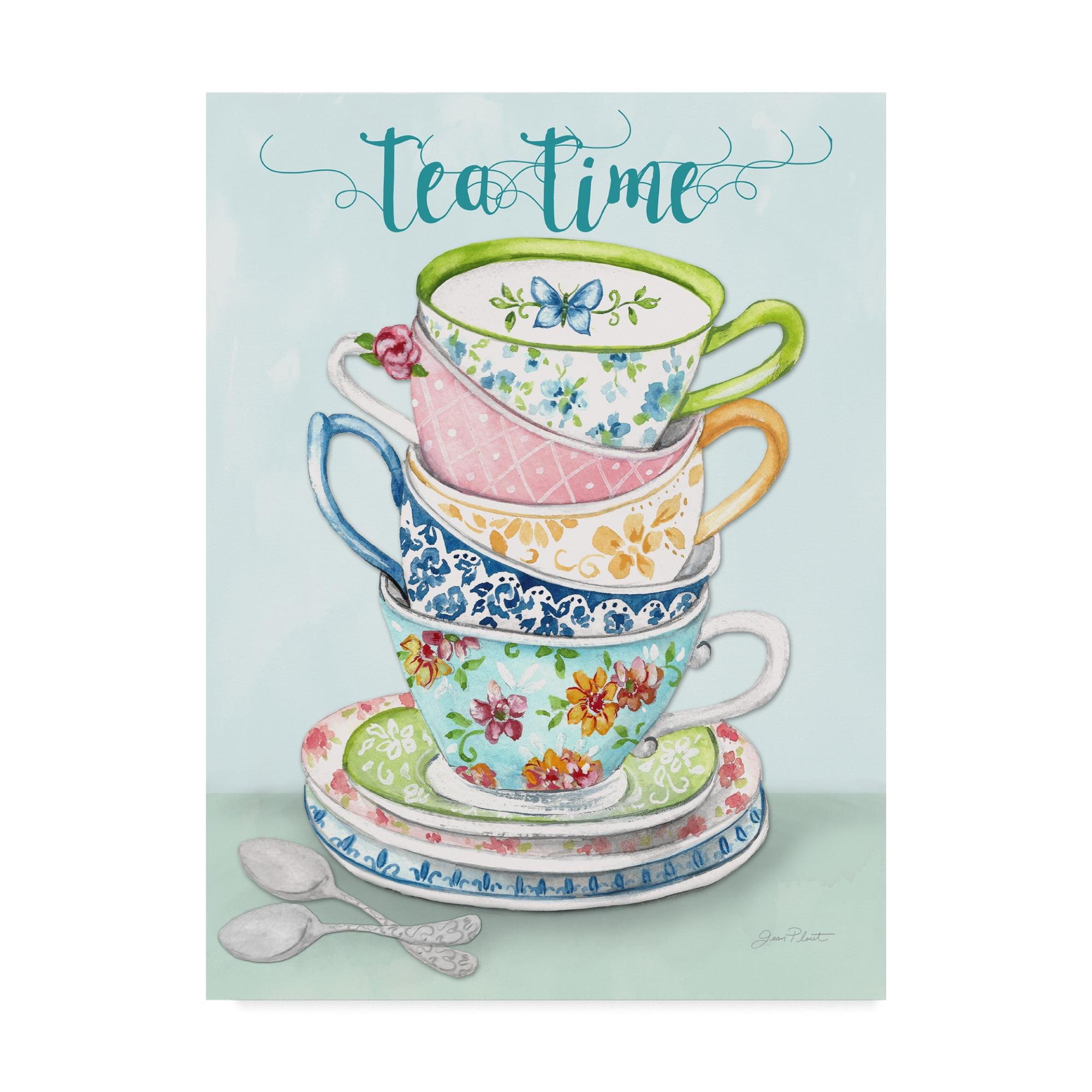 Trademark Fine Art Jean Plout " Watercolor Teacups 1 " by Jean Plout