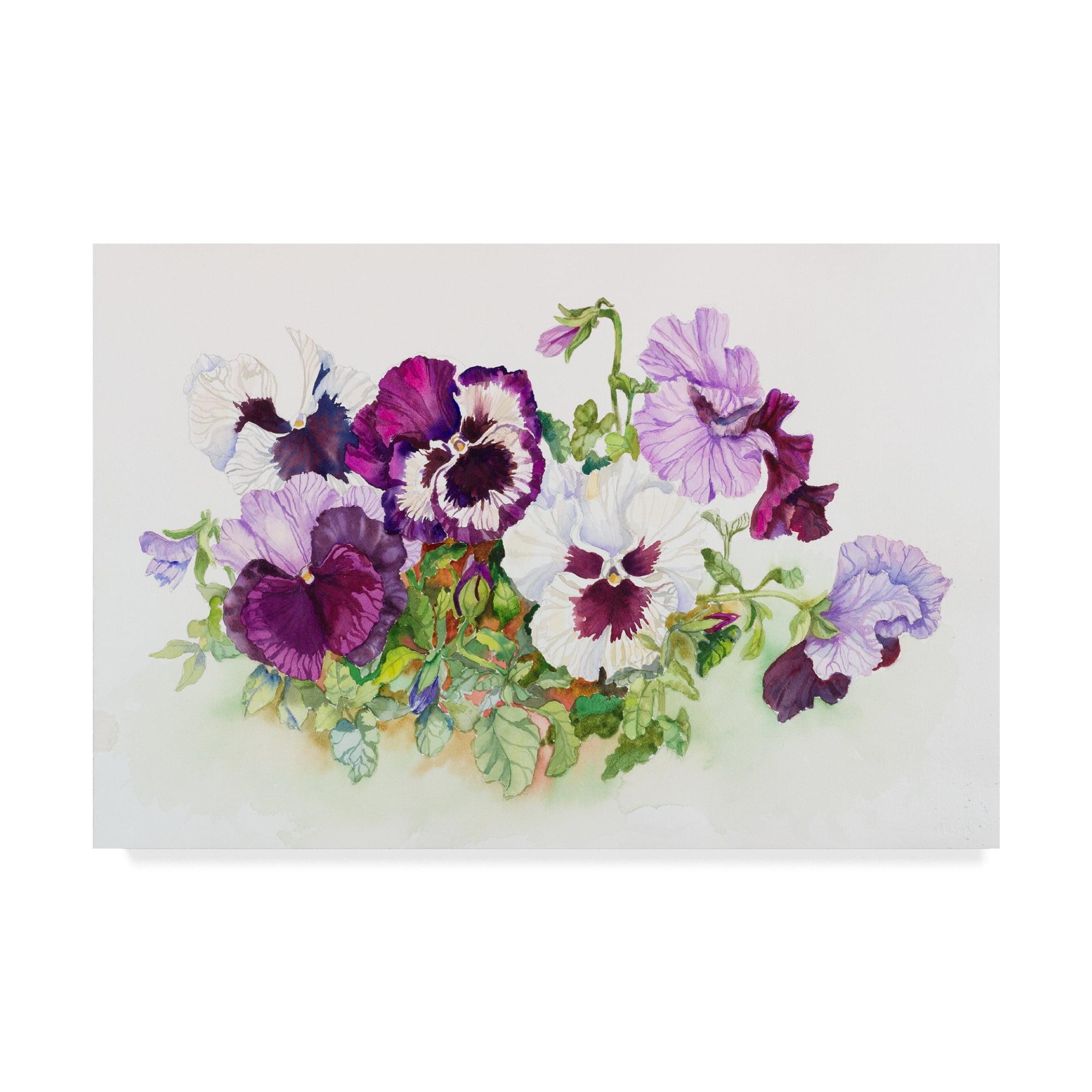 Joanne Porter " White And Purple Pansies " by Joanne Porter