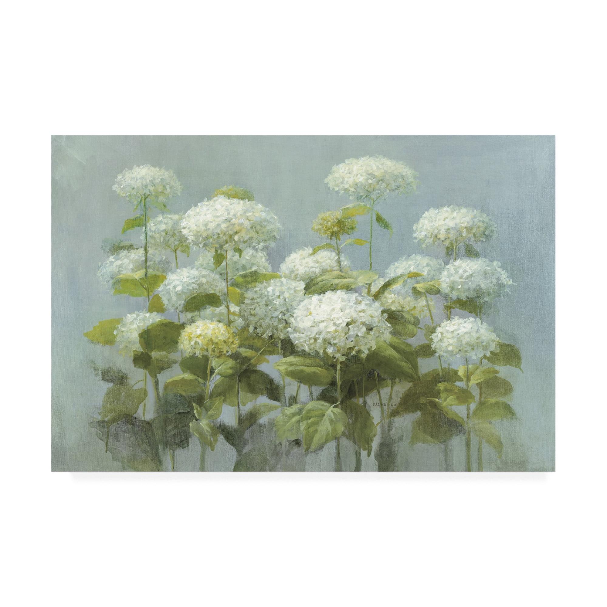 White Hydrangea Garden Canvas Art by Danhui Nai