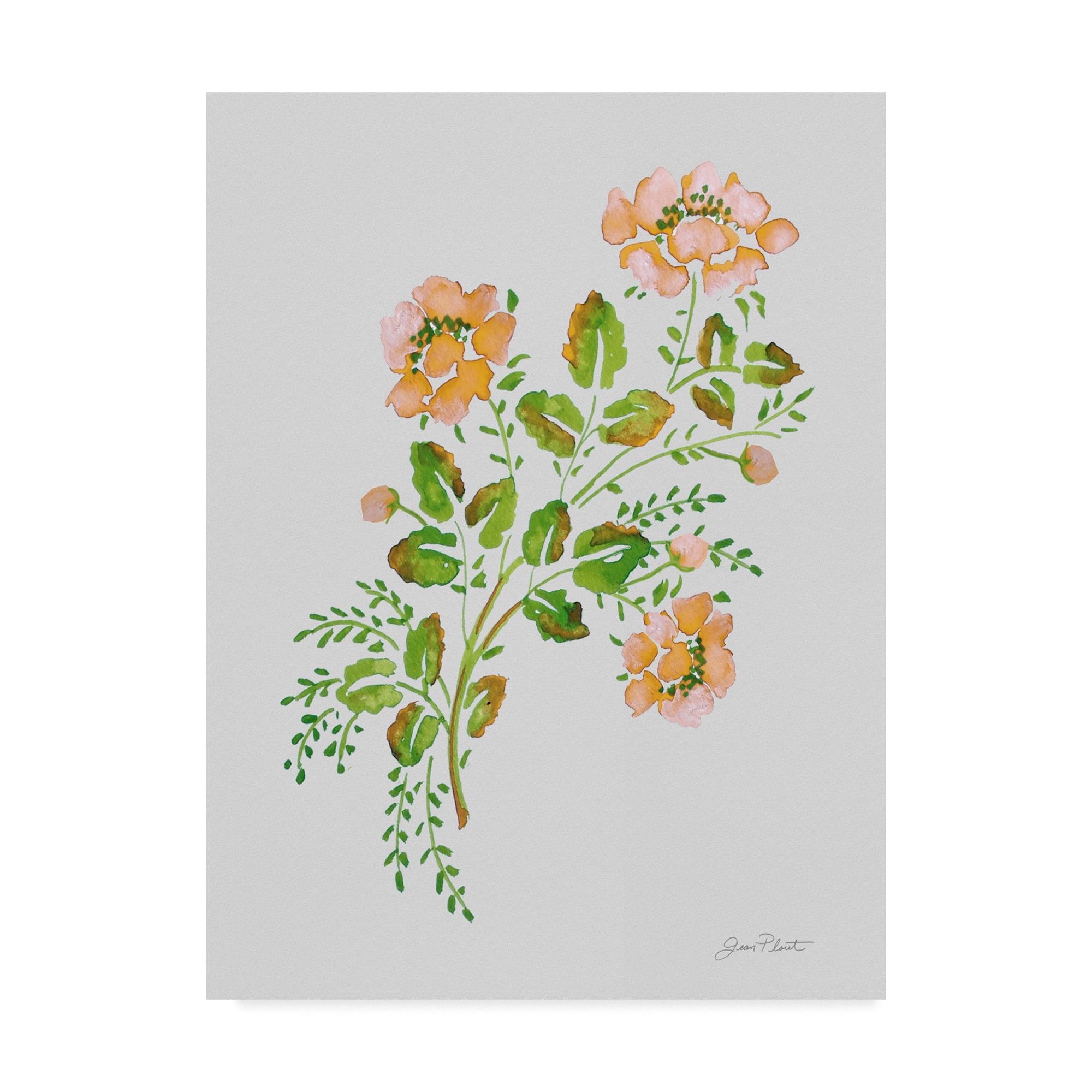 Wild Rose Peach Floral Canvas Art in White Frame