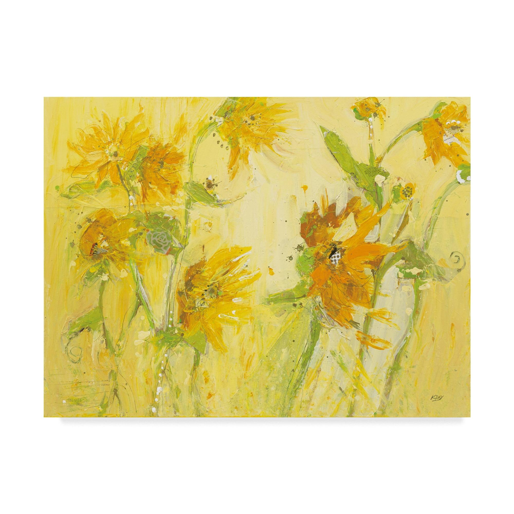 Kellie Day 24x32 Yellow and Orange Floral Canvas Art