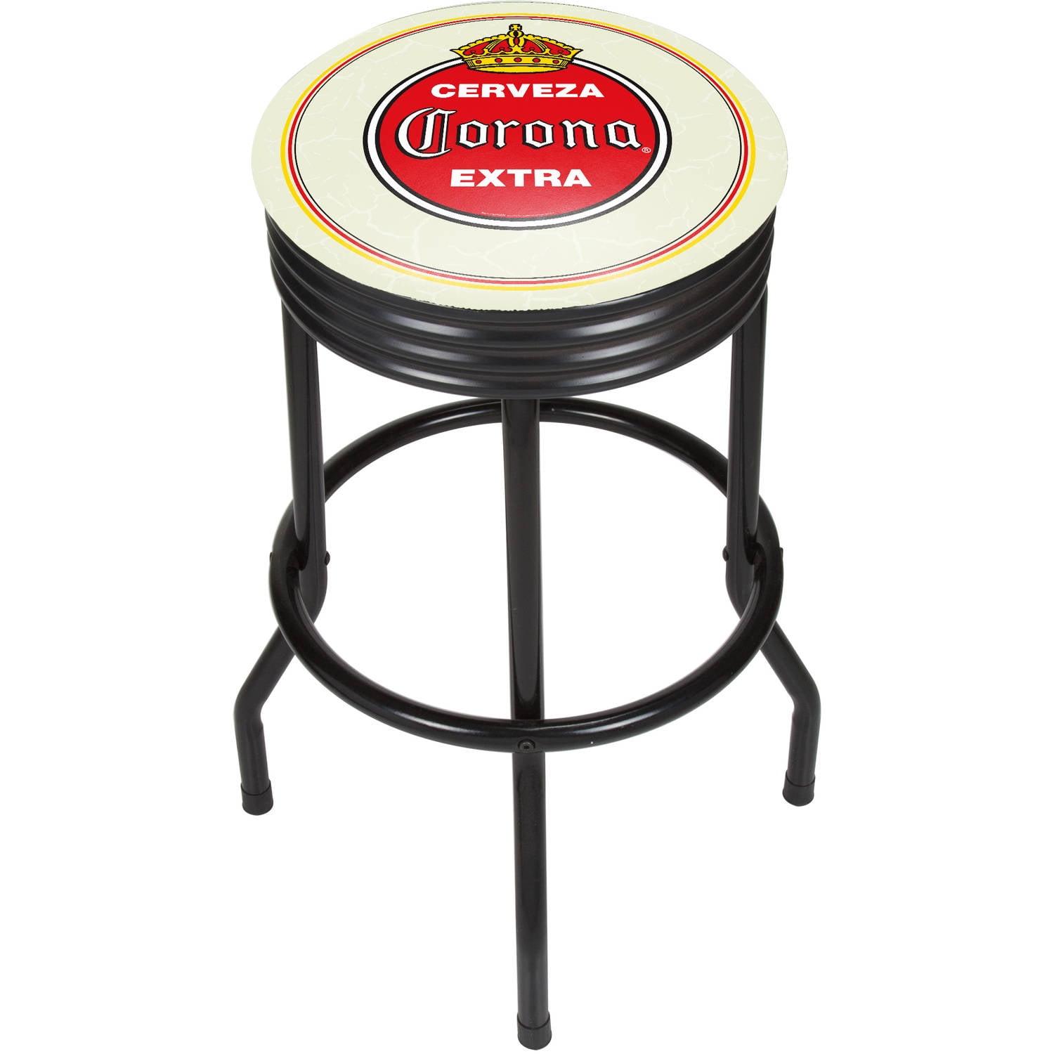 Corona Black Metal Swivel Backless Bar Stool