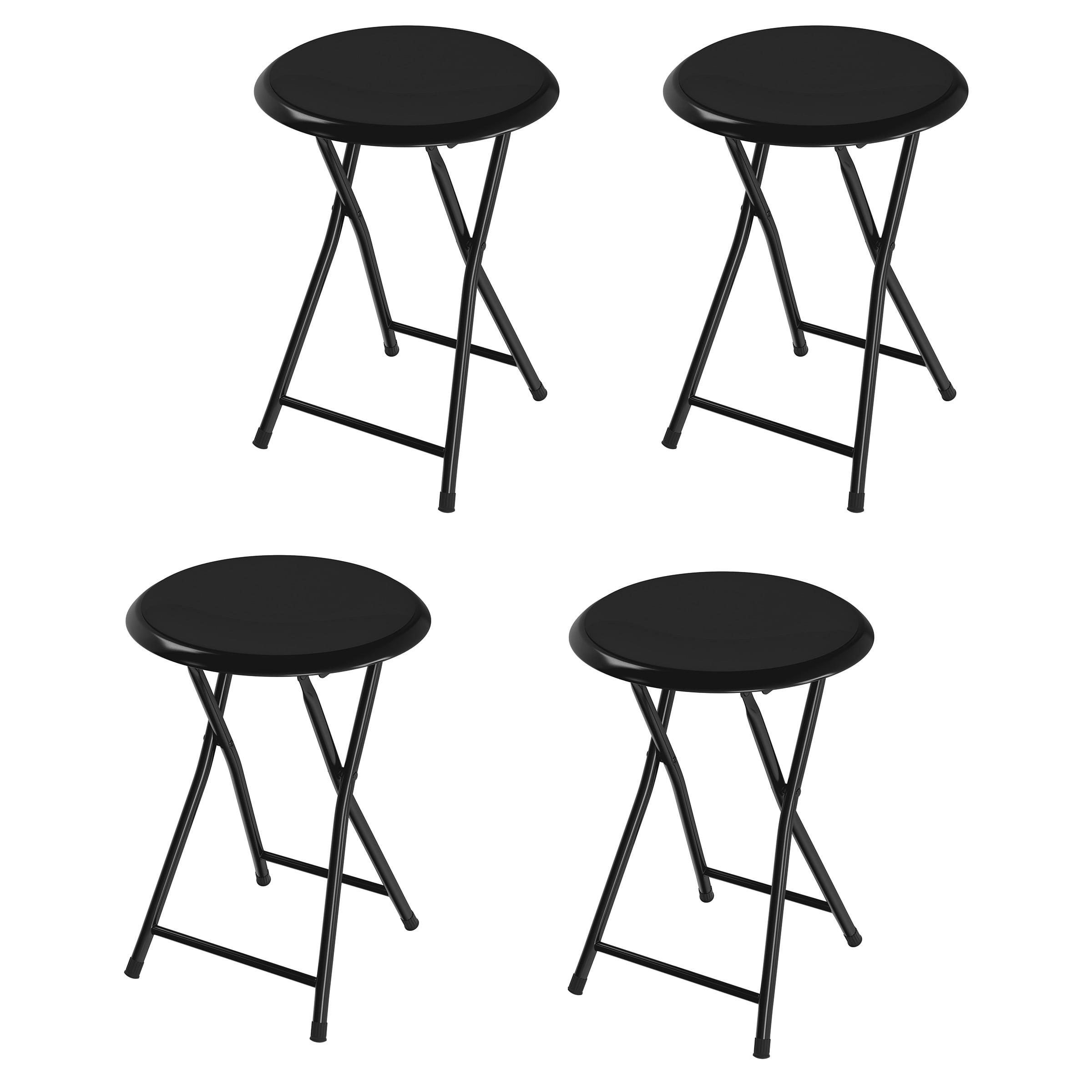 Trademark Home Heavy-Duty 24-Inch Folding Stools with Padded Seats, Black, Set of 4