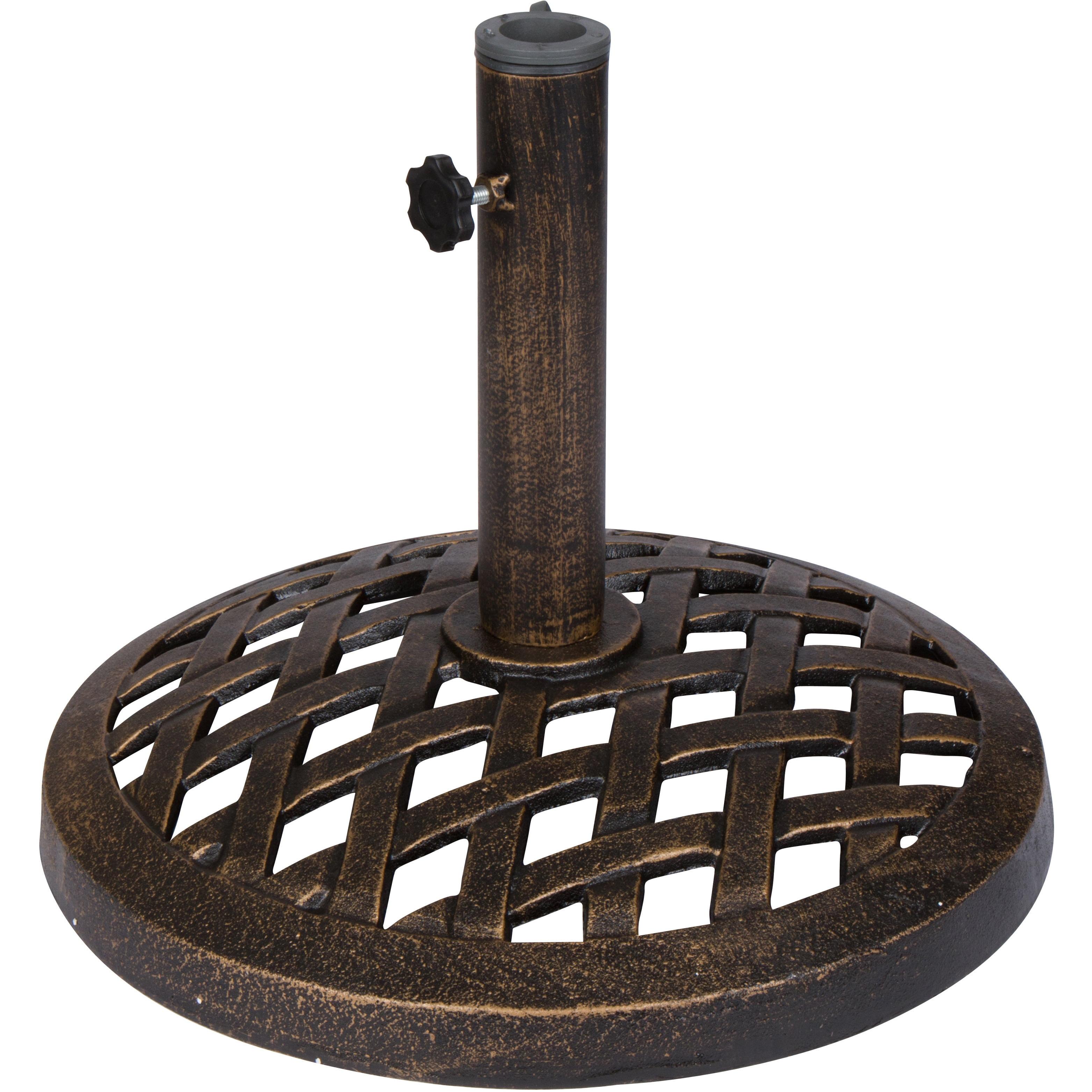 Bronze Cast Iron Round Umbrella Base, 17.7 Inch Diameter