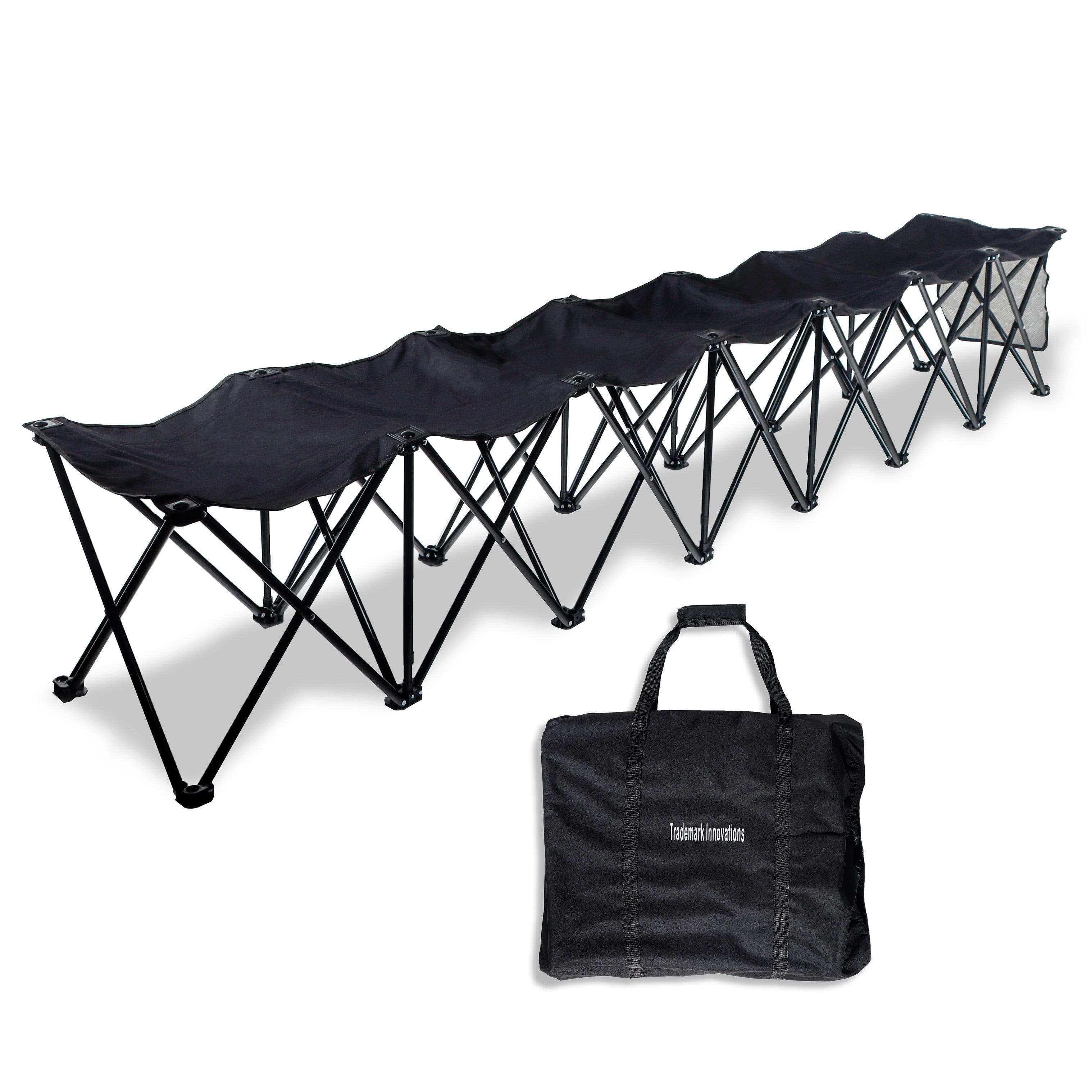 Black Portable 7-Seater Folding Team Sports Sideline Bench