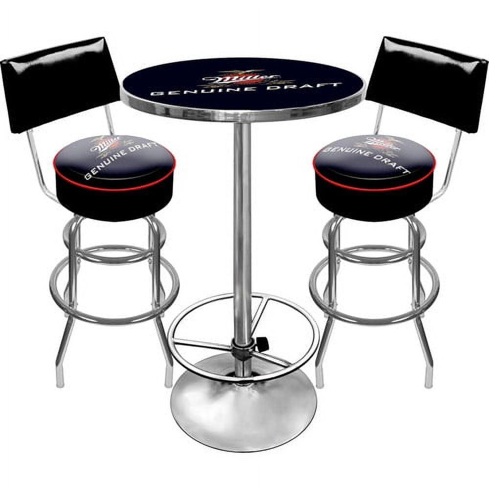 Modern Black Chrome 2-Piece Pub Table and Swivel Chairs Set