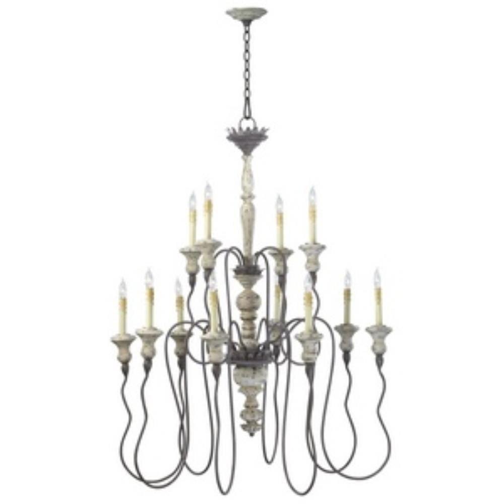 Traditional 12 Light Candle Chandelier in Carriage House Finish with Accents 39 in W X 51.25 in H Bailey Street Home 182-Bel-763966