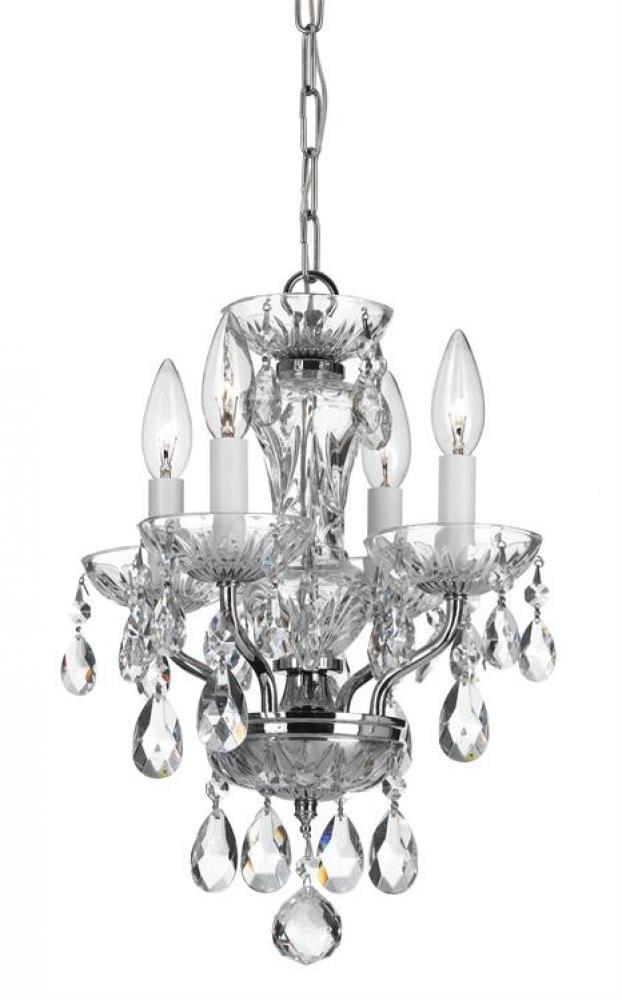 Polished Chrome Mini Chandelier with Clear Italian Crystals