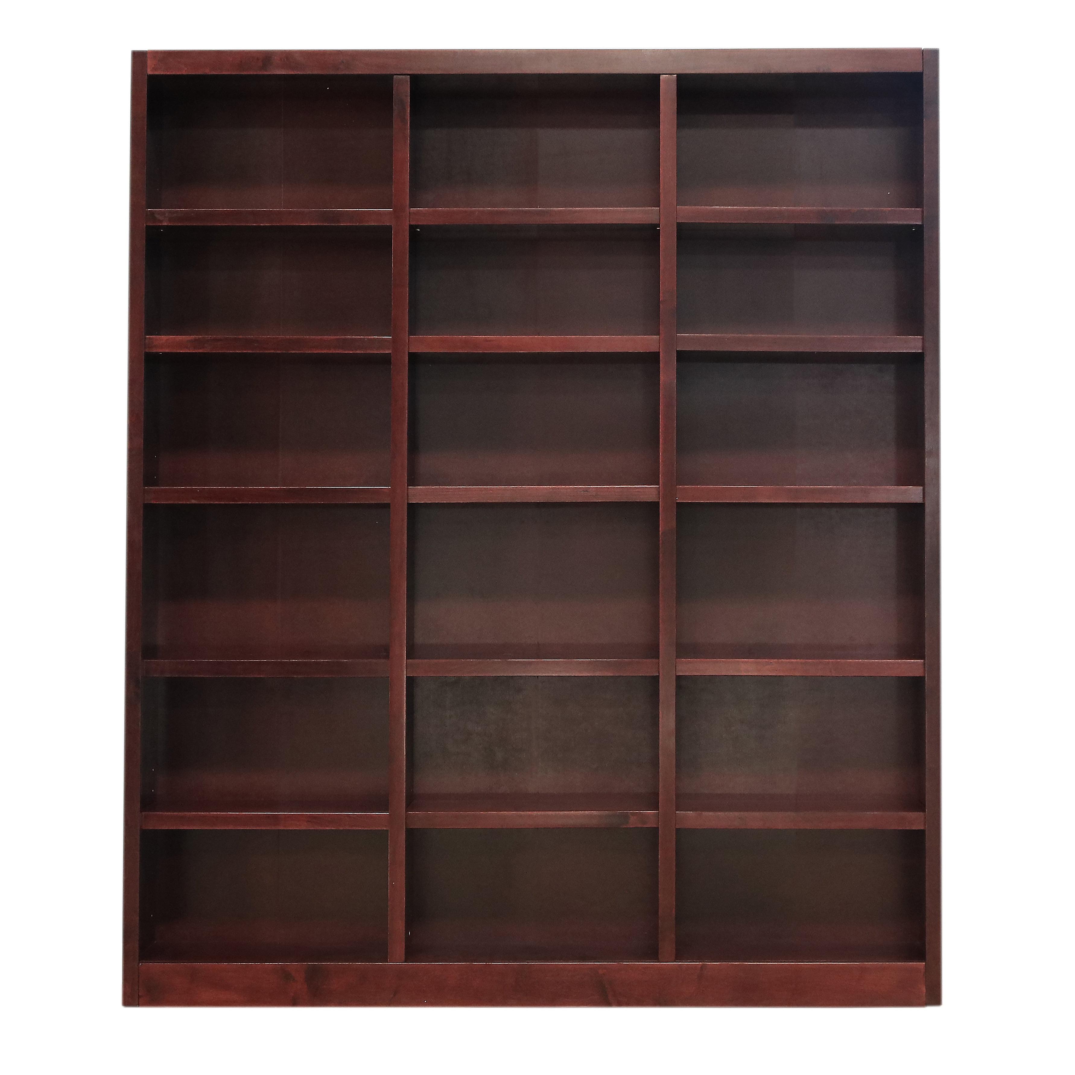 Cherry 84" Tall Triple Wide Wood Bookcase with Adjustable Shelves