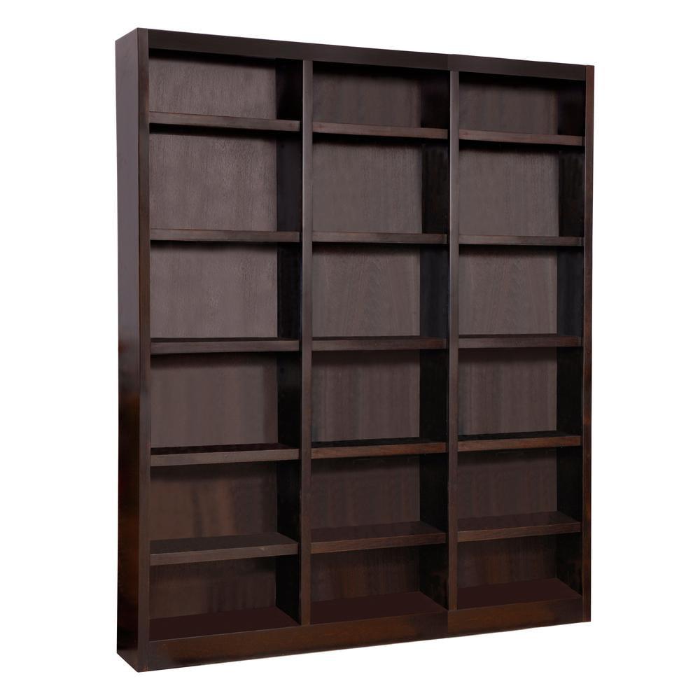 Aliette Triple Wide Wood Bookcase, 18 Shelf, 84 inch Tall