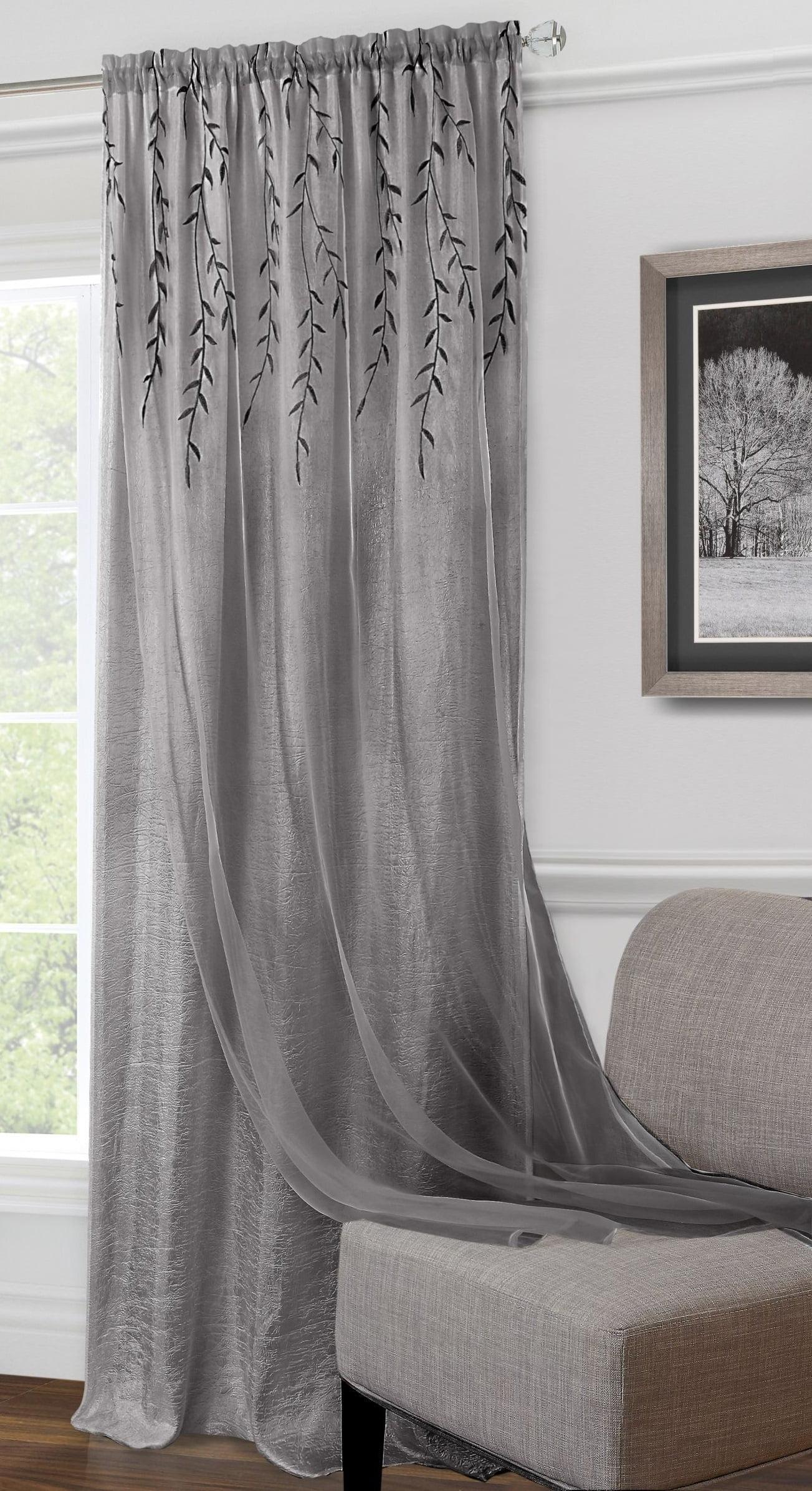 Willow Rod Pocket Light Filtering Curtain Panel - 42" x 63" - Grey