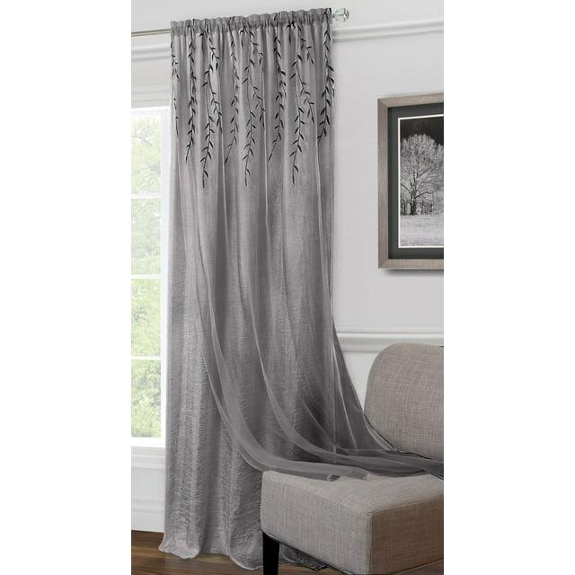 Willow Rod Pocket Light Filtering Curtain Panel - 42" x 63" - Grey