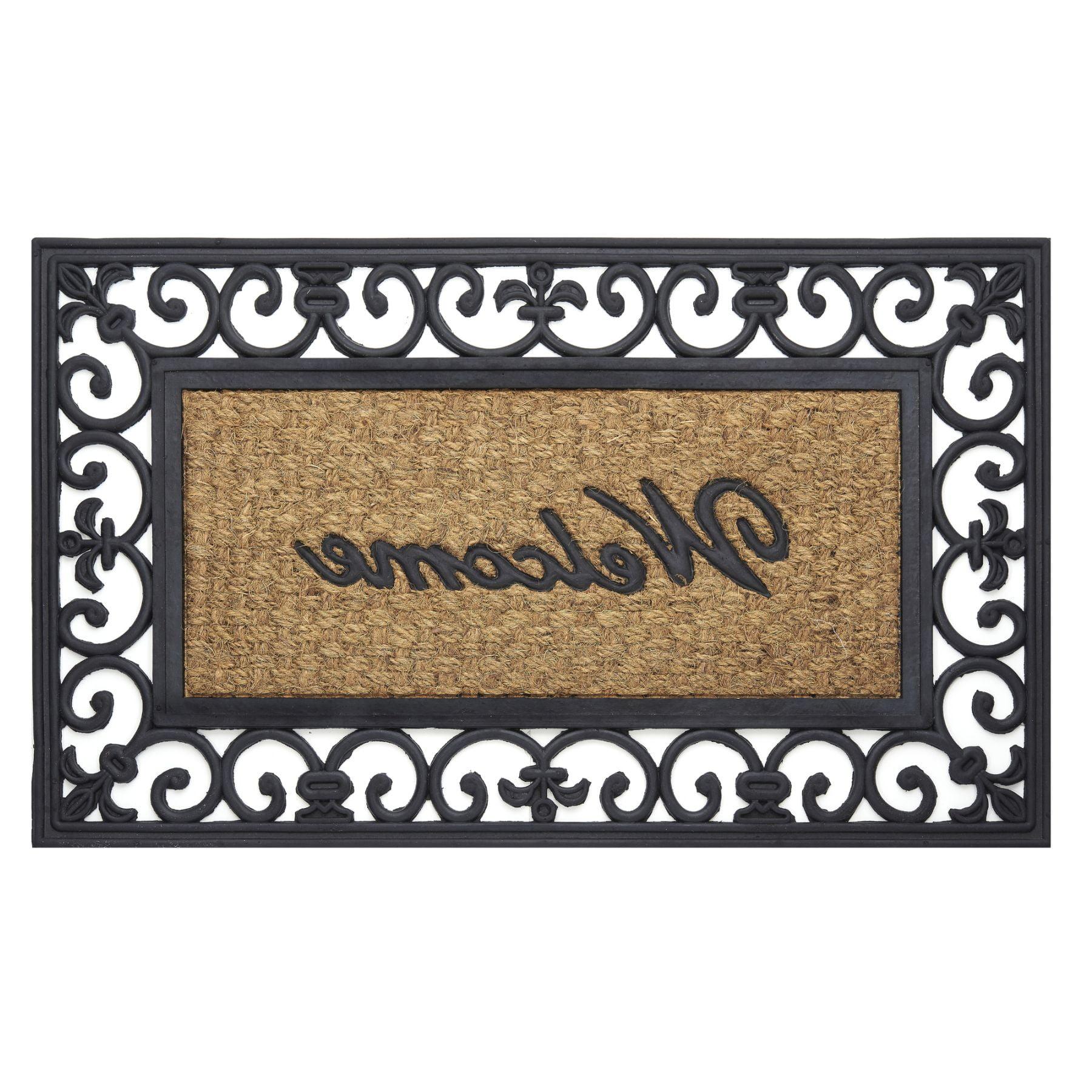 Achim Wrought Iron Rubber Doormat Fleur De Lis, 18" x 30"