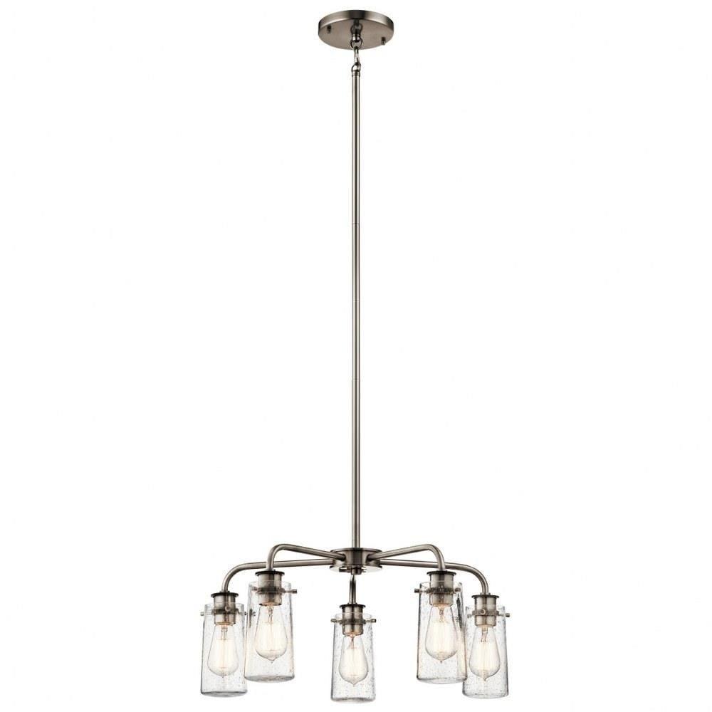 Pewter and Glass 5-Light Rustic Chandelier