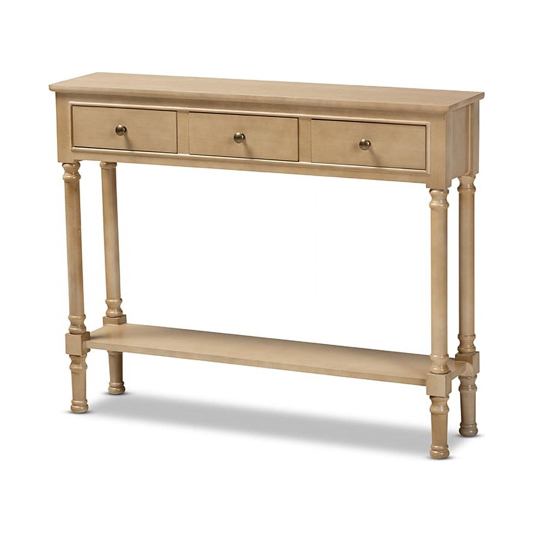 3 Drawer Calvin Wood Entryway Console Table - Baxton Studio