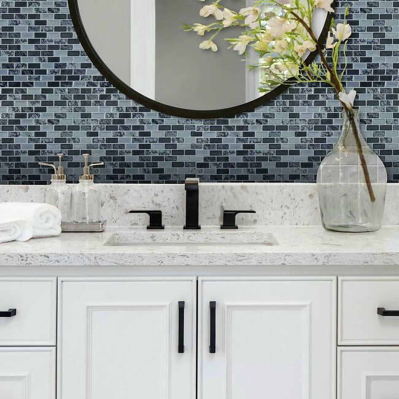 Blue and Gray Marble Peel and Stick Mosaic Tile