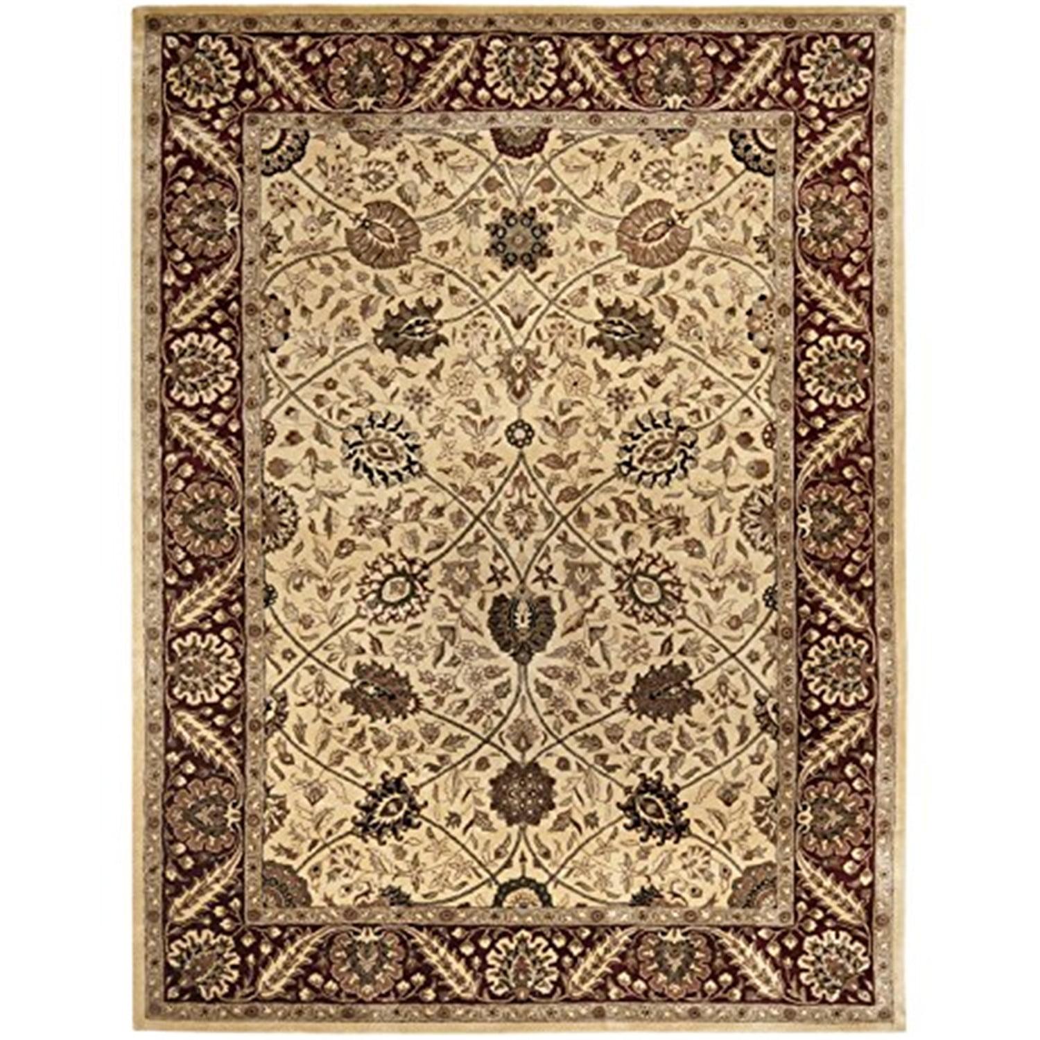 Traditional Rug - Persian Legend New Zealand Wool -Ivory/Red-Color:Ivory/Red,Design:Traditional,Shape:Medium Rectangle,Size:9'L x 6'W