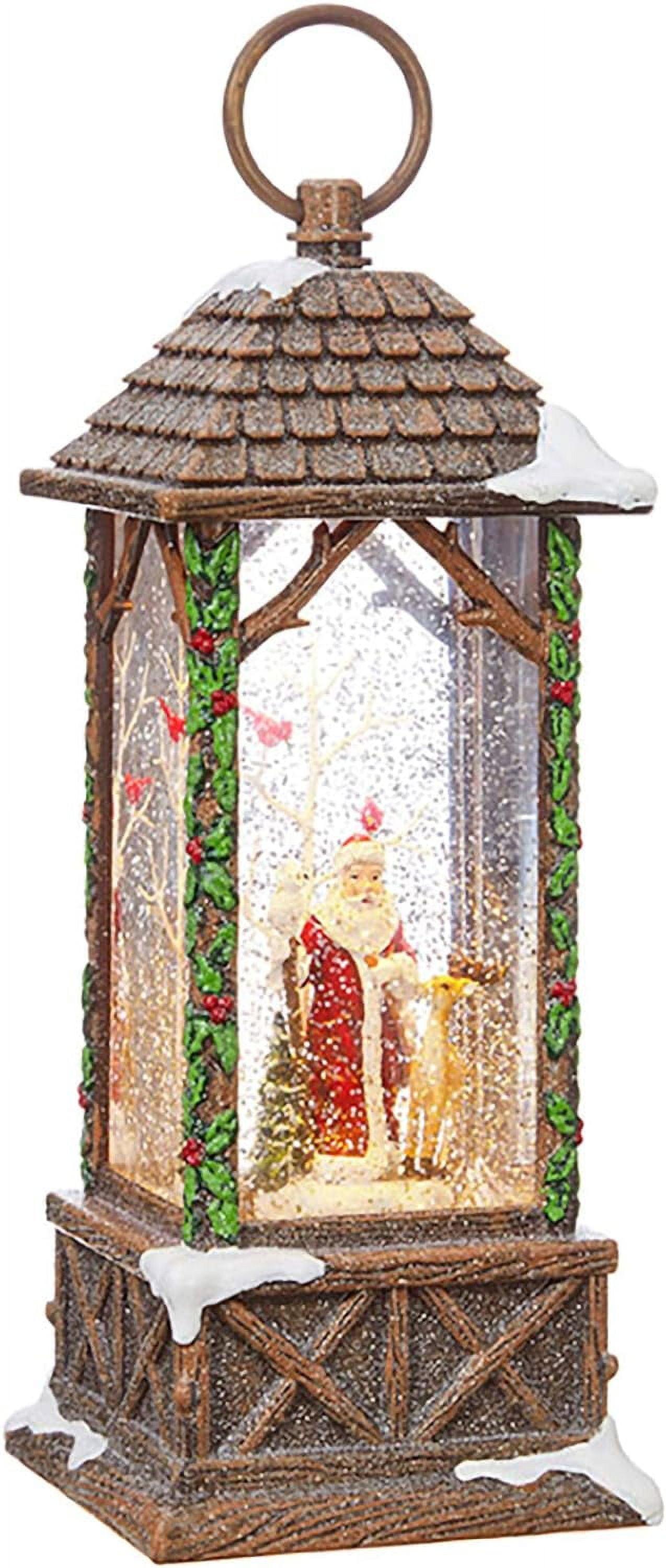 Rustic 10.75" Santa Lighted Water Lantern with Glitter