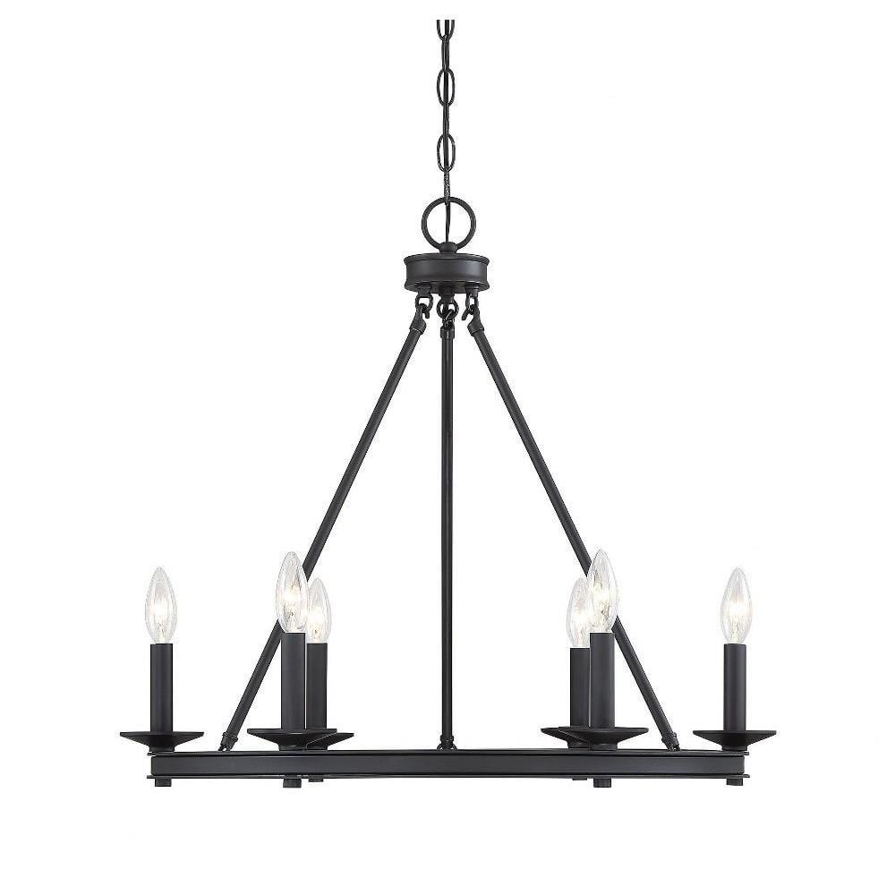 Matte Black 6-Light Metal Candle Chandelier