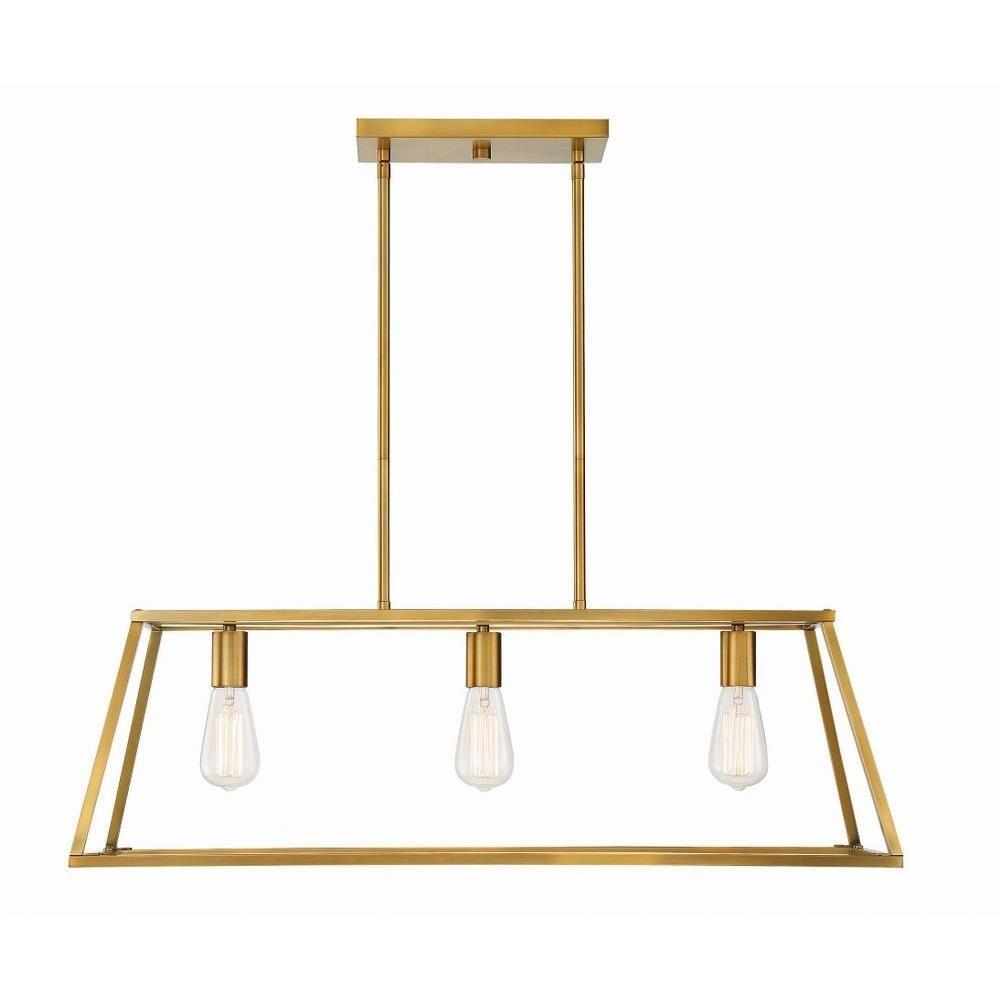 Denton Warm Brass 3-Light Linear Chandelier