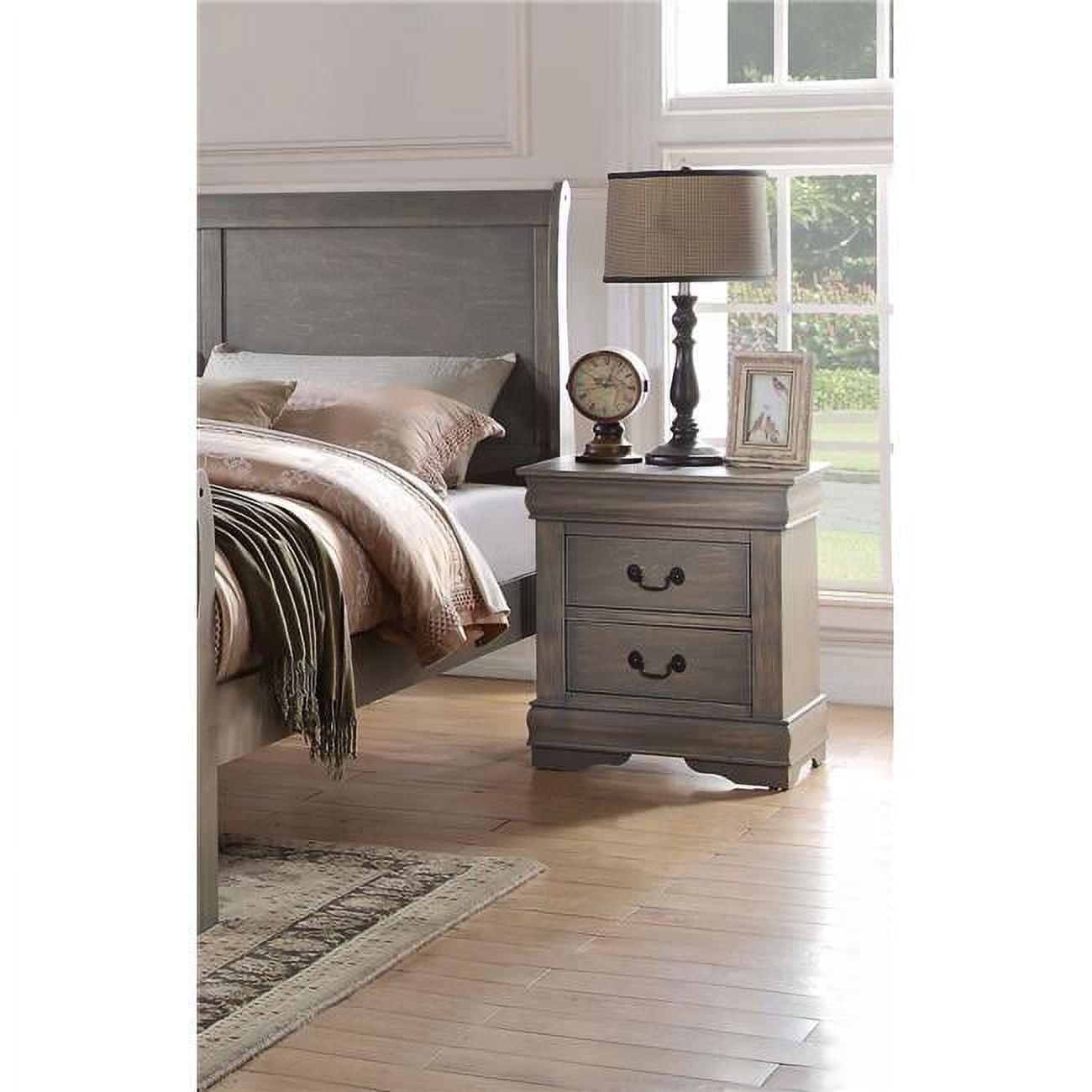 Antique Gray Classic 2-Drawer Nightstand with Brushed Nickel Handles