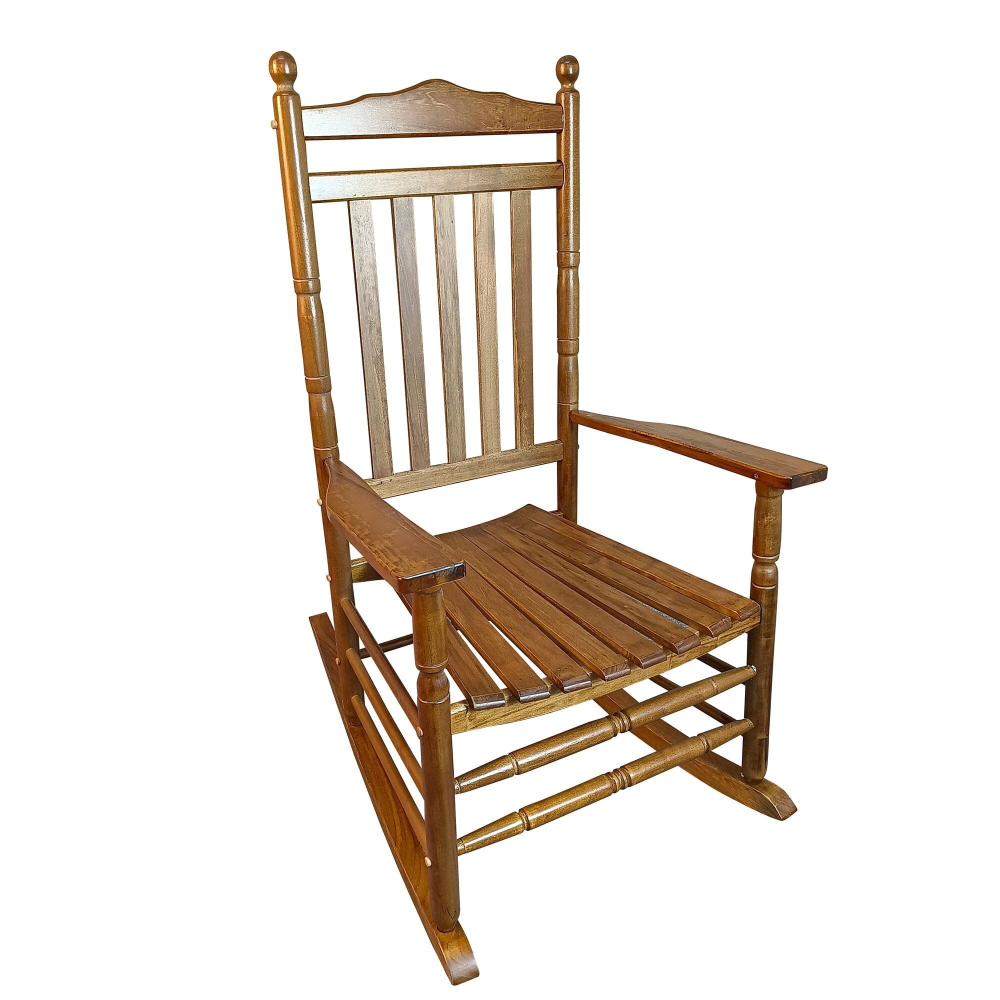 Oak Unfinished Wood High-Back Rocking Armchair