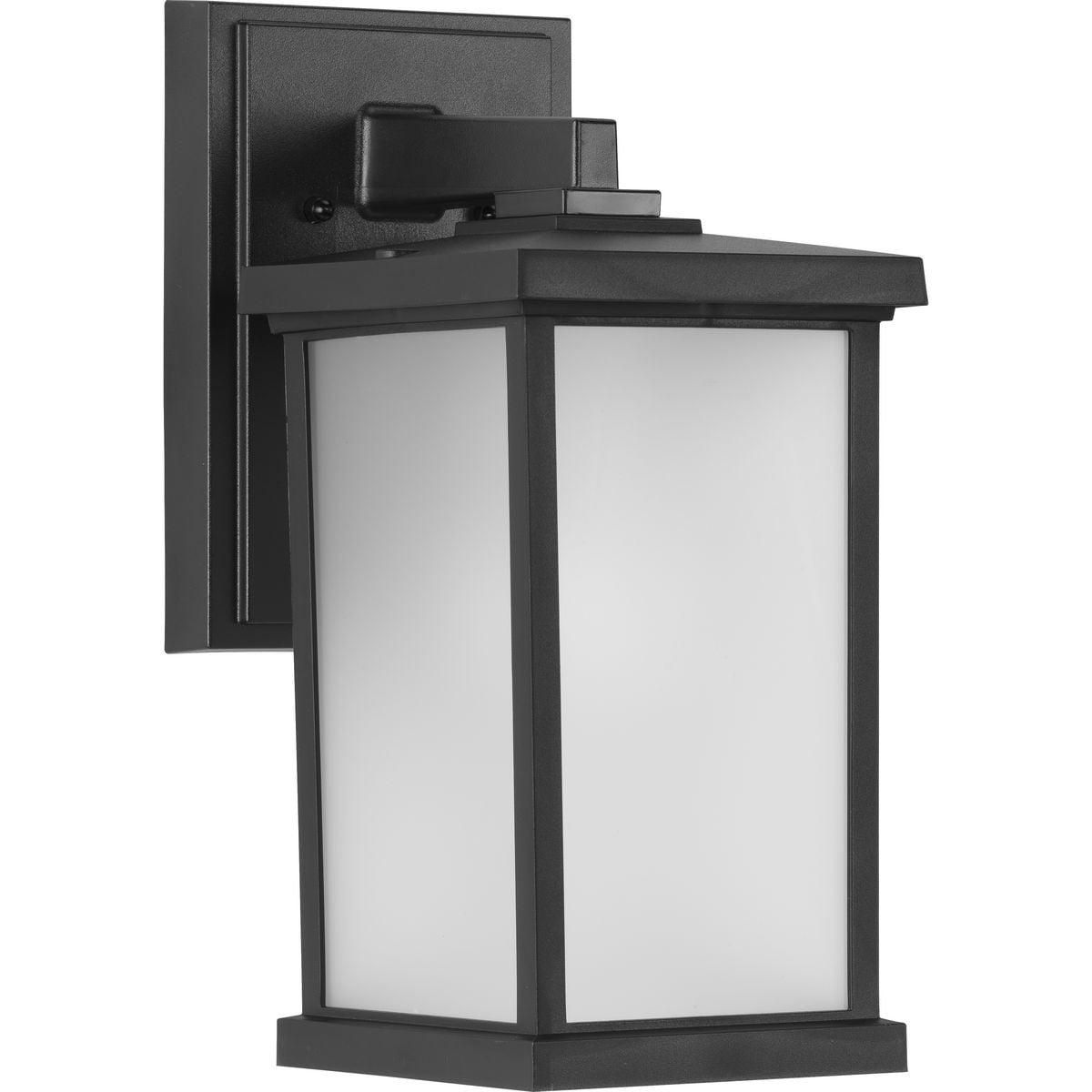 Trafford Black Polymeric Outdoor Wall Lantern with Frosted Shade