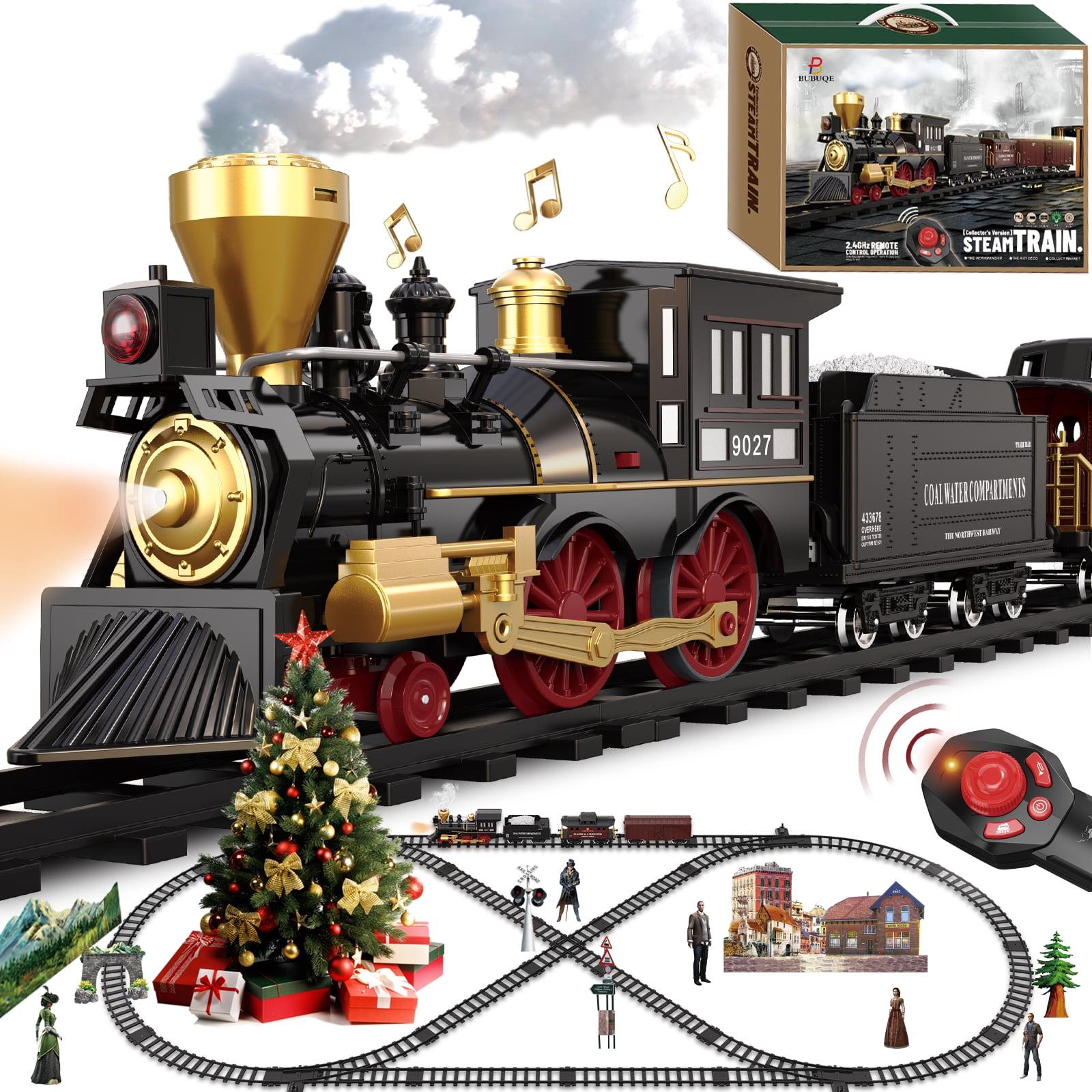 Train Set for Kids Remote Control Christmas Train Toys w/Steam Locomotive,Passenger Carriage & Luxury Tracks, Electric Trains w/Realistic Smoke,Sounds & Lights, Birthday Gift for Boys Girls 3 4 5 6 7