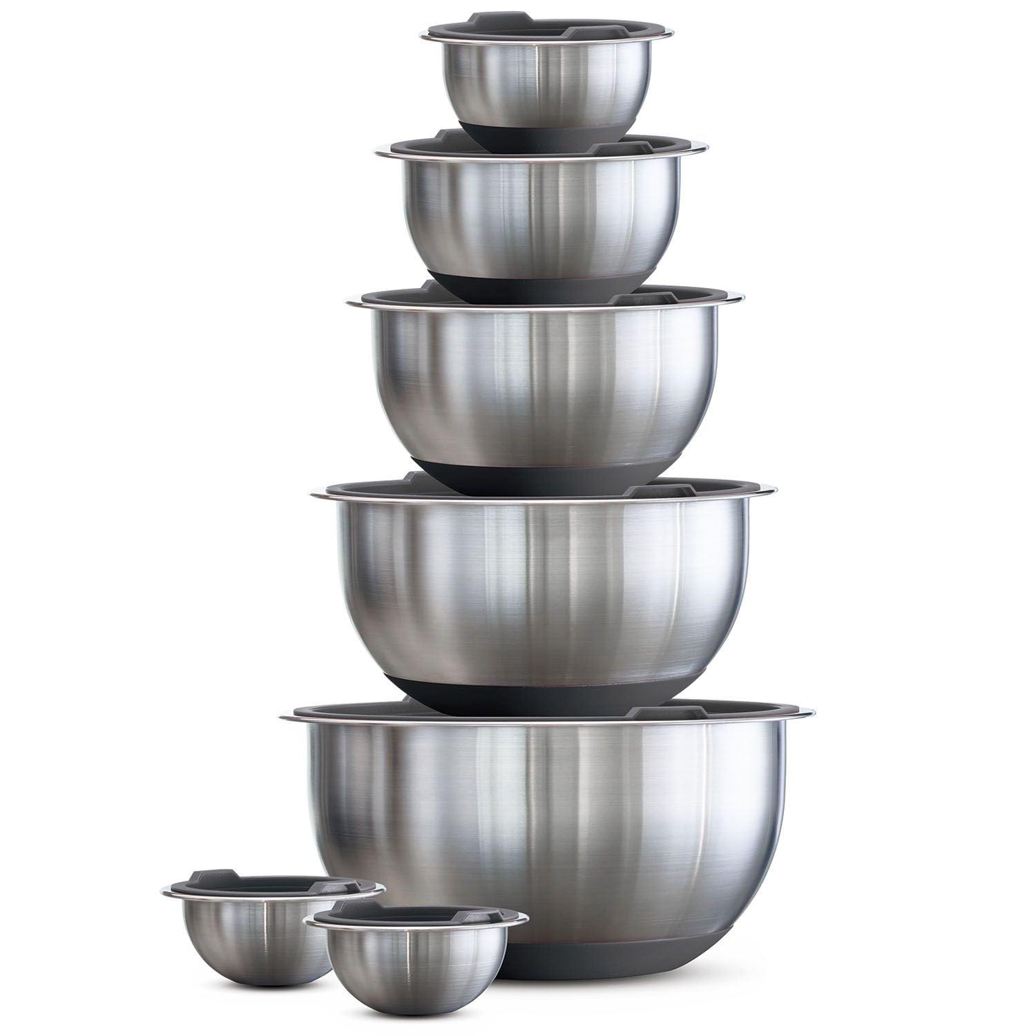 Tramontina 14-Piece Covered Stainless-Steel Mixing Bowl Set - Gray