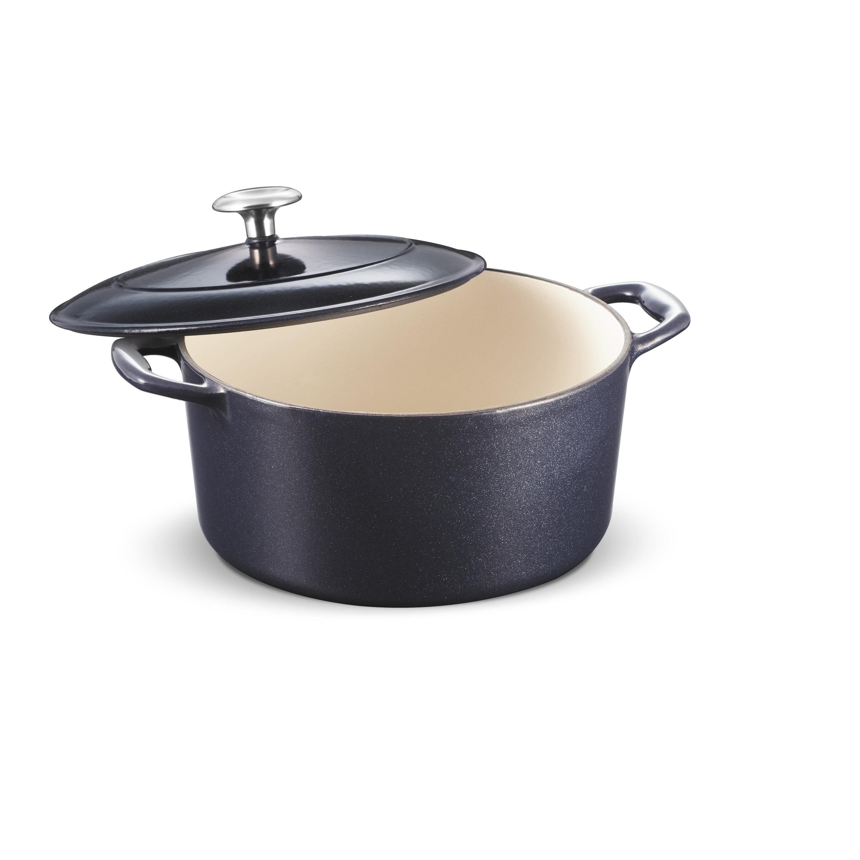 Dark Blue Enameled Cast Iron 5.5-Quart Round Dutch Oven