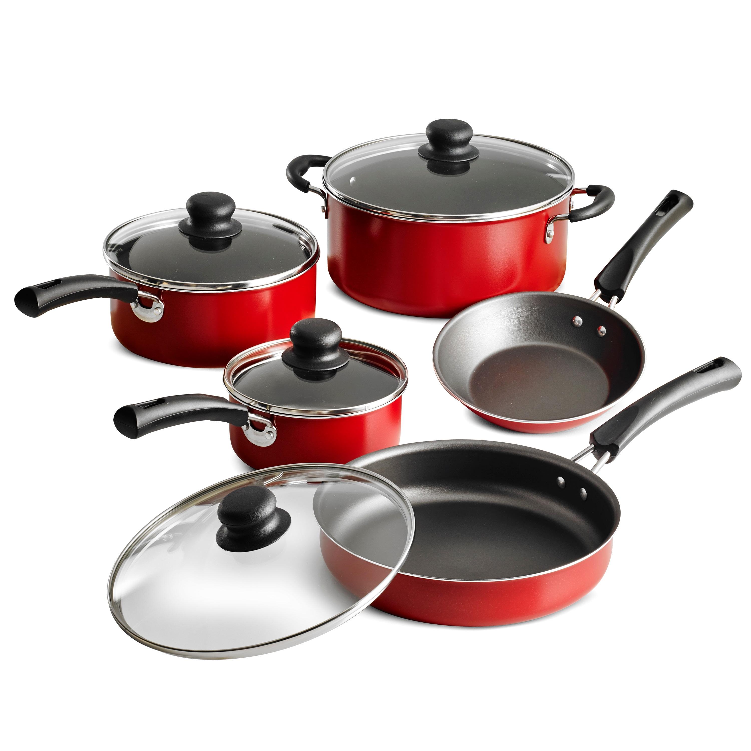 Red 9-Piece Non-stick Aluminum Cookware Set