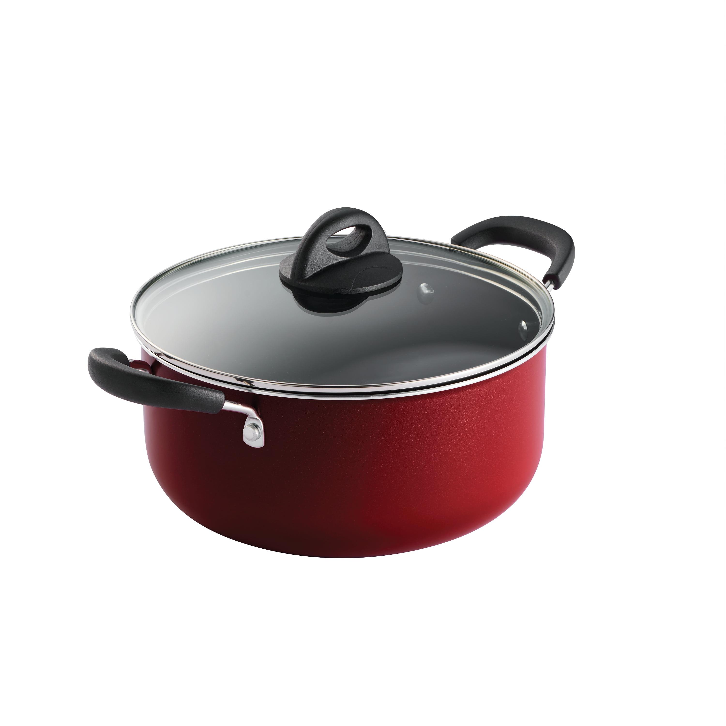 Metallic Red 5 Qt Aluminum Nonstick Dutch Oven with Glass Lid