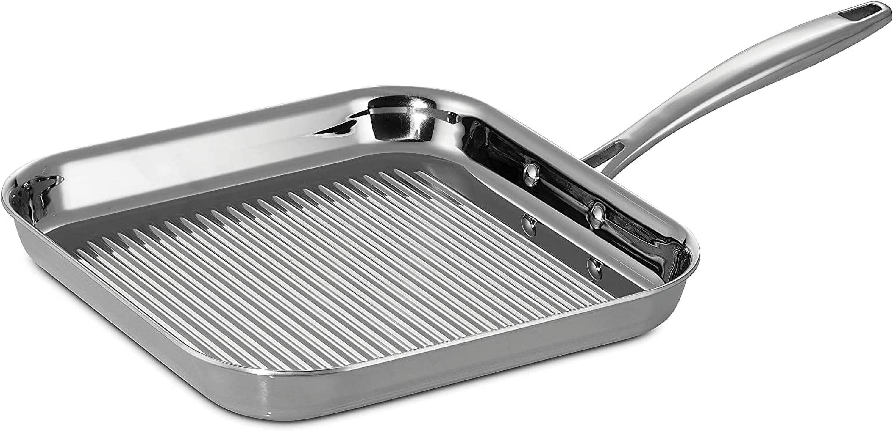 Stainless Steel 11" Square Grill Pan with Nonstick Coating