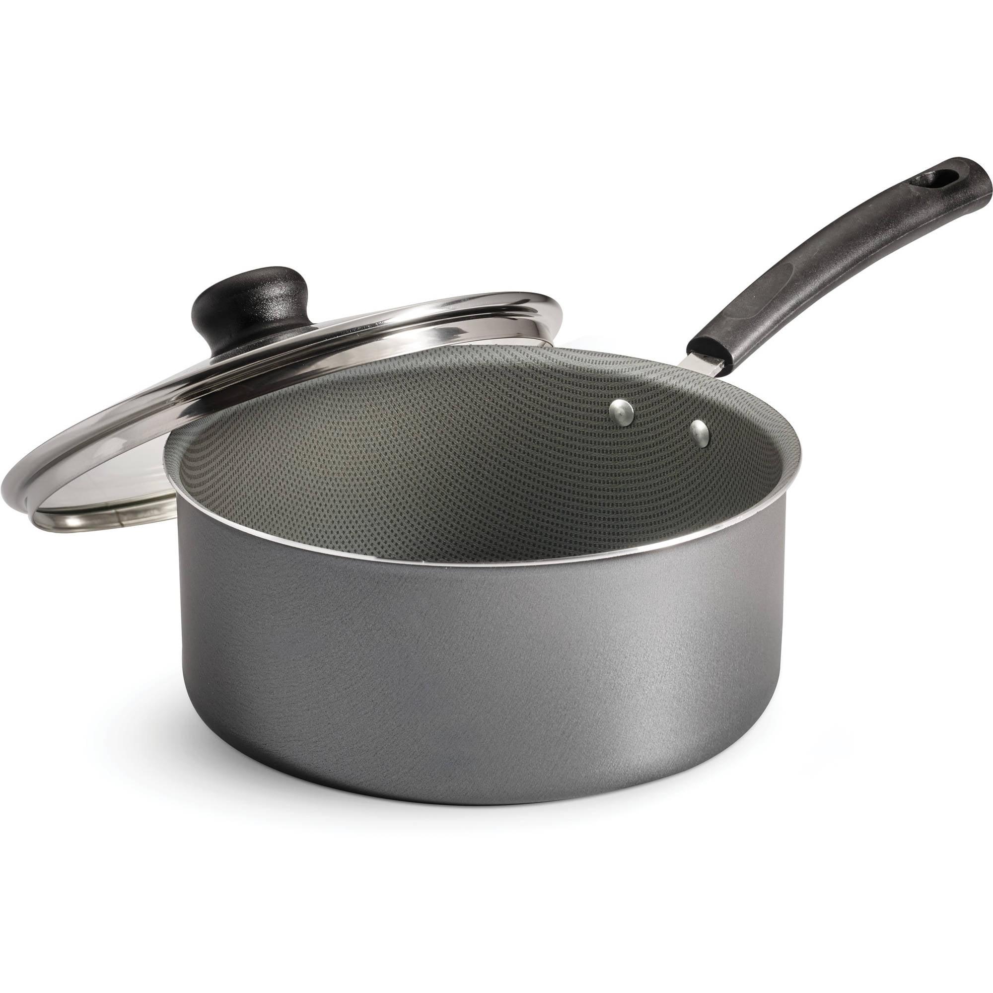 Steel Gray 3-Quart Non-Stick Aluminum Sauce Pan with Lid