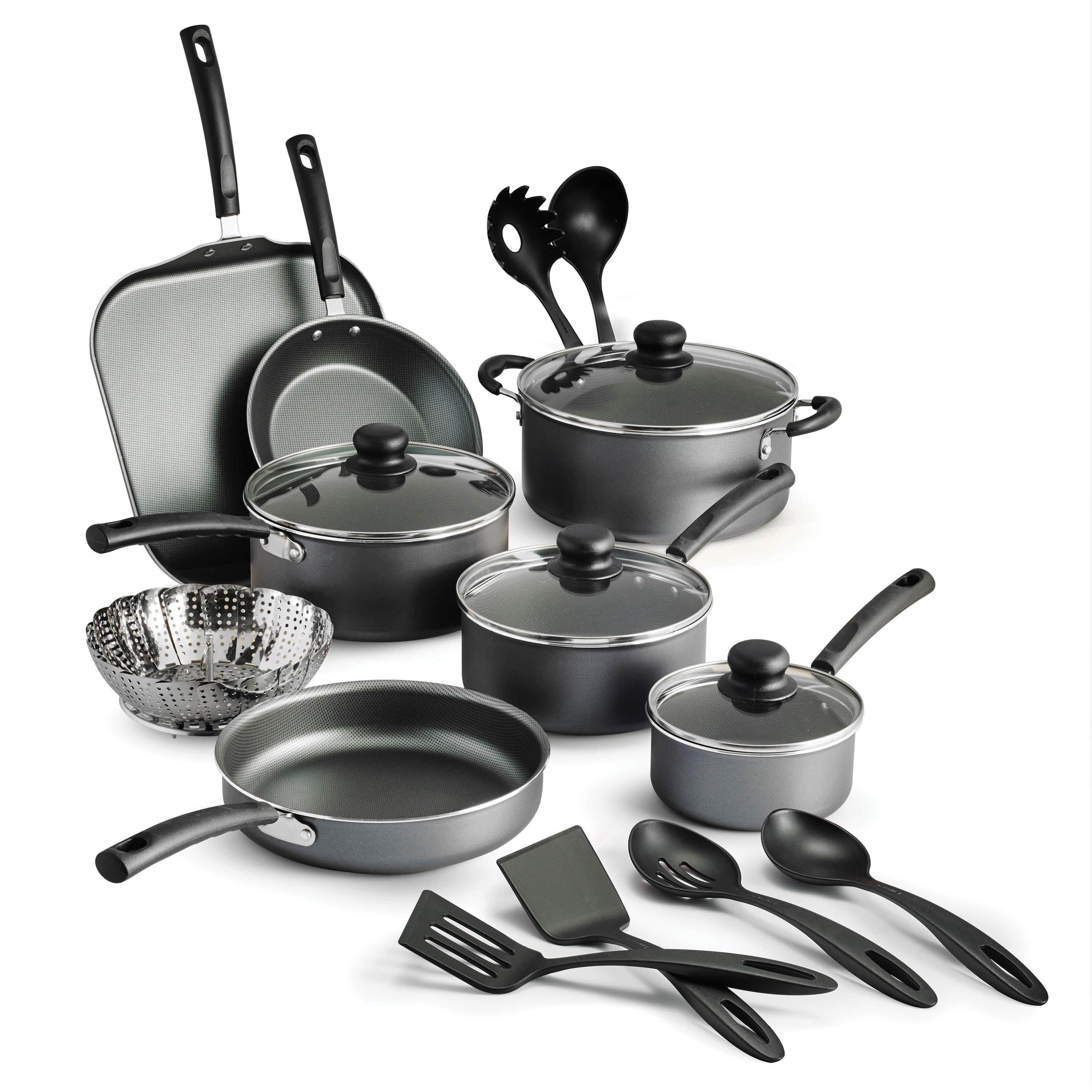 Steel Gray 18-Piece Nonstick Aluminum Cookware Set