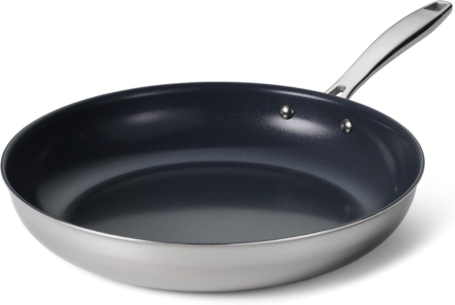 Tramontina Tramontina Signature Tri-Ply Clad Stainless Steel Frying Pan with Ceramic Non Stick Interior
